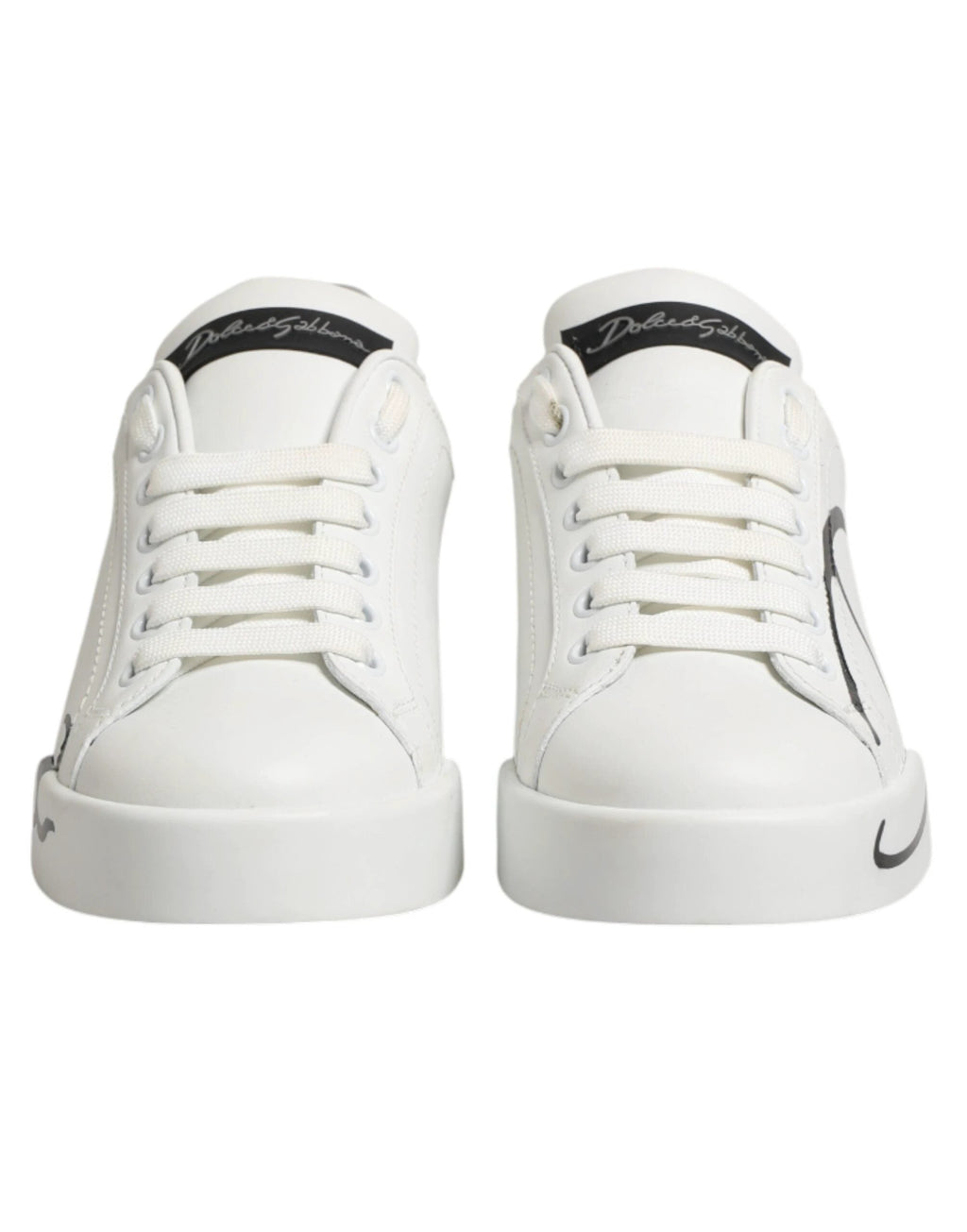 Dolce & Gabbana White Gray Low Top Leather Sneaker Shoes by Dolce & Gabbana