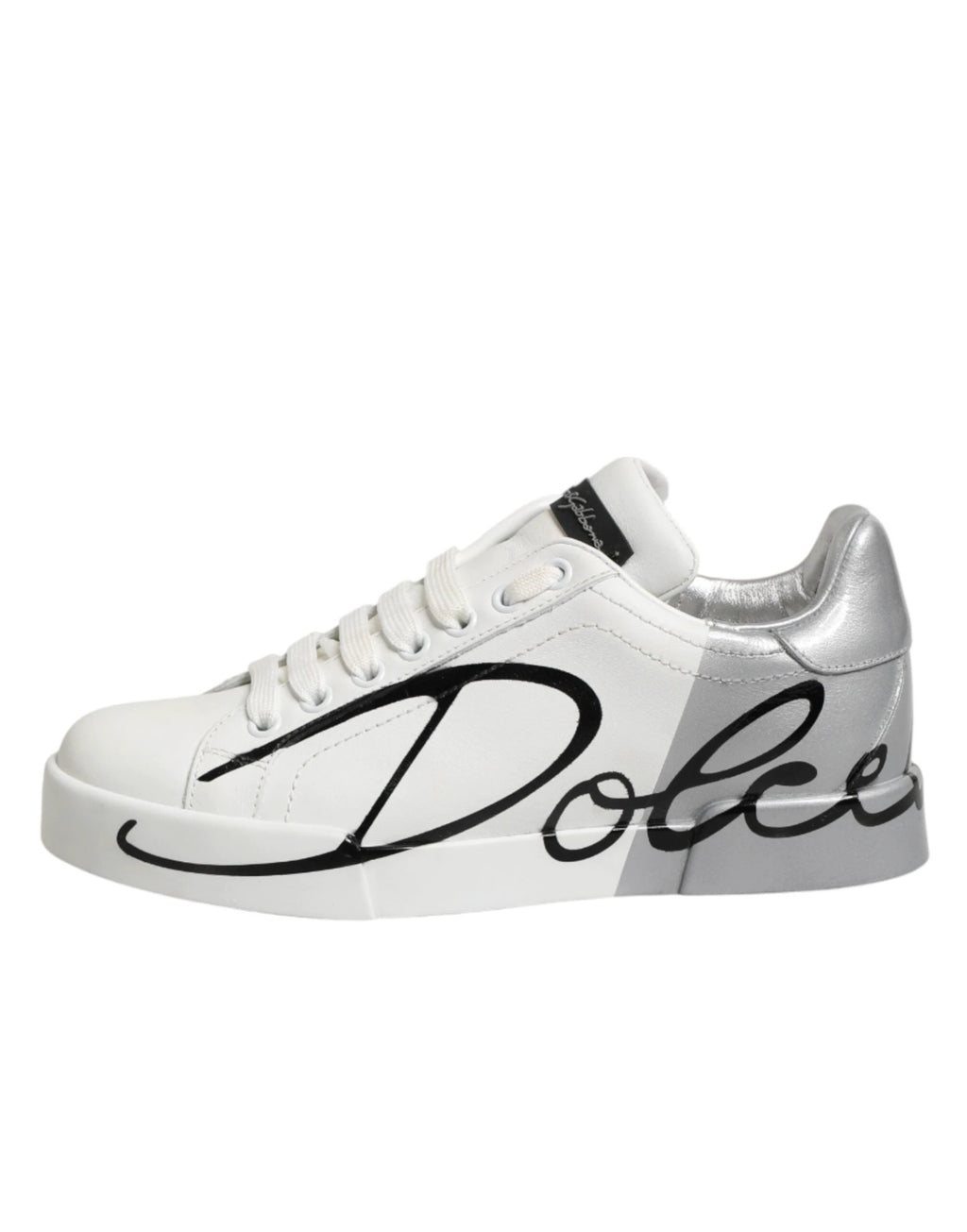 Dolce & Gabbana White Gray Low Top Leather Sneaker Shoes by Dolce & Gabbana