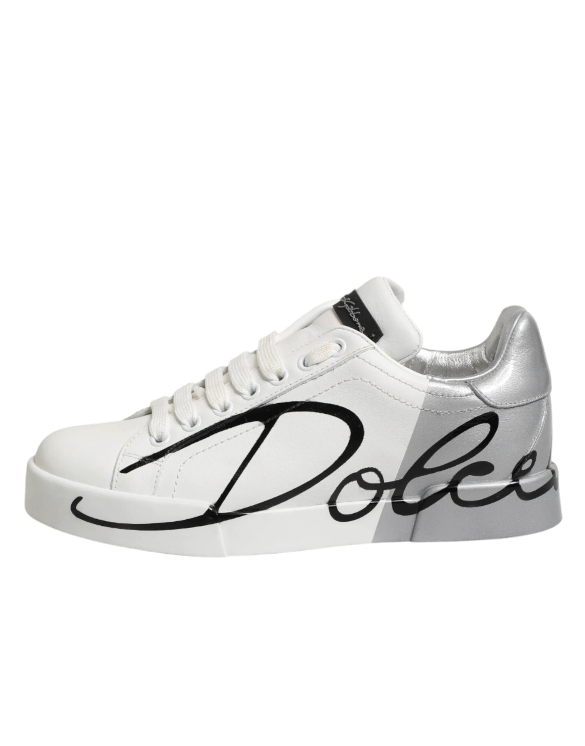 Dolce & Gabbana White Gray Low Top Leather Sneaker Shoes by Dolce & Gabbana