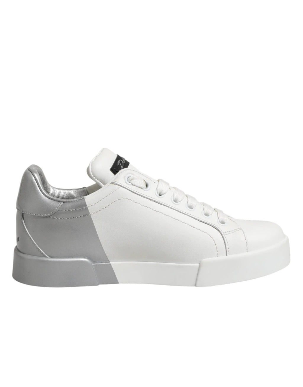 Dolce & Gabbana White Gray Low Top Leather Sneaker Shoes by Dolce & Gabbana