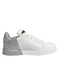 Dolce & Gabbana White Gray Low Top Leather Sneaker Shoes by Dolce & Gabbana