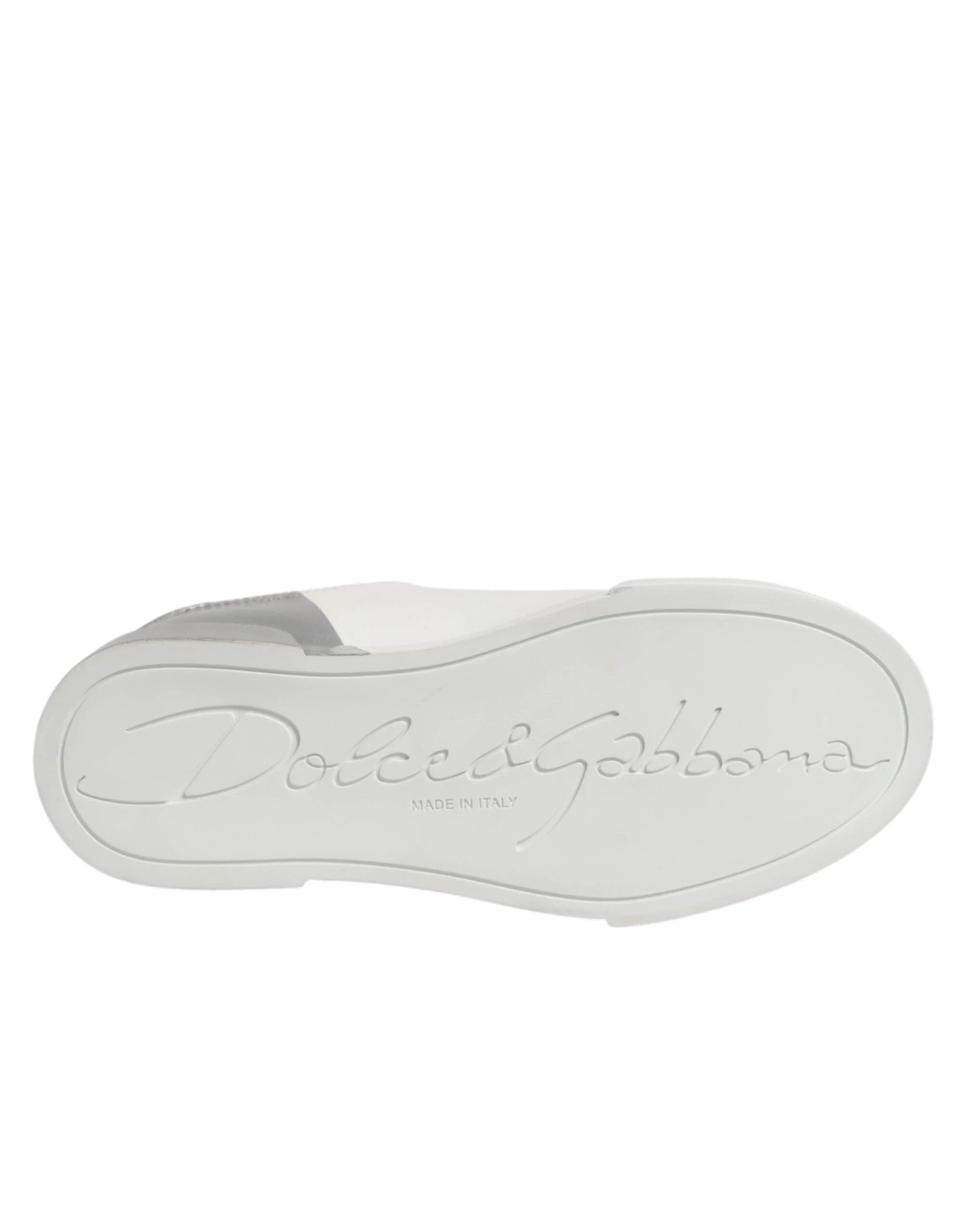 Dolce & Gabbana White Gray Low Top Leather Sneaker Shoes by Dolce & Gabbana