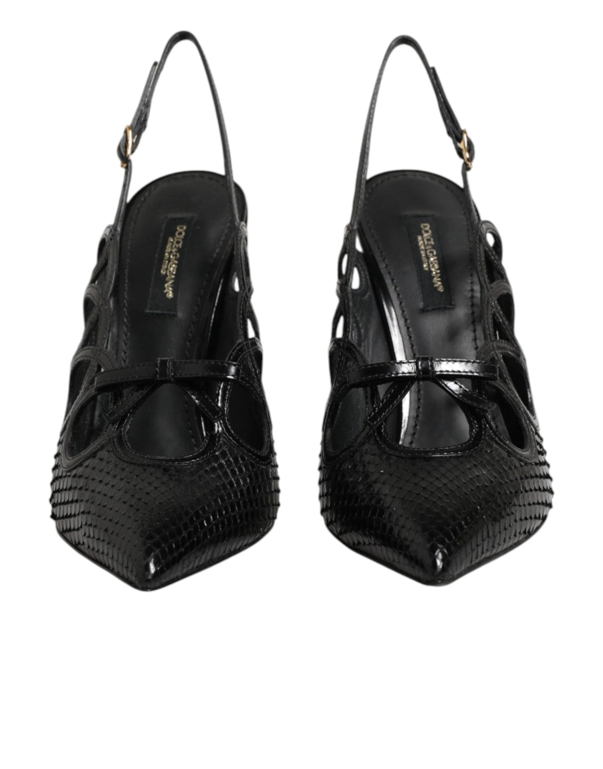 Dolce & Gabbana Leather High Heels Slingback Shoes by Dolce & Gabbana