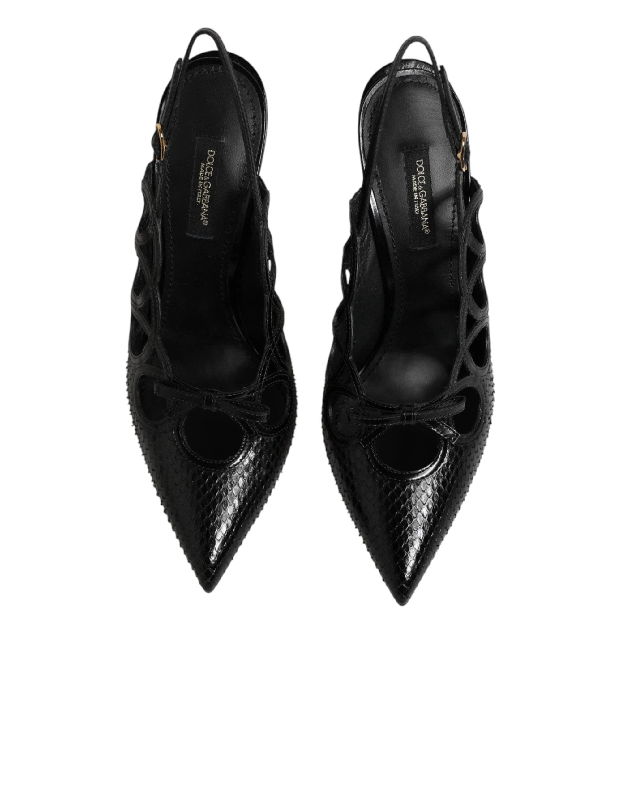 Dolce & Gabbana Leather High Heels Slingback Shoes by Dolce & Gabbana