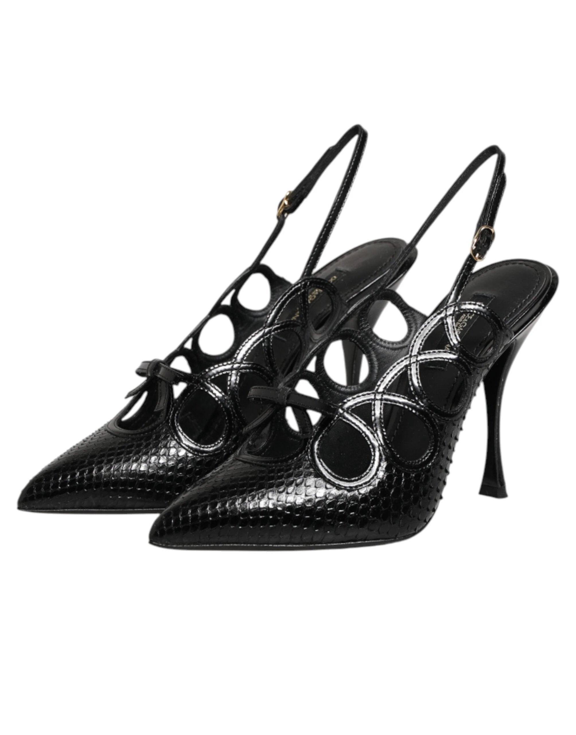 Dolce & Gabbana Leather High Heels Slingback Shoes by Dolce & Gabbana