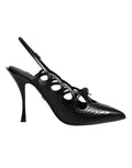 Dolce & Gabbana Leather High Heels Slingback Shoes by Dolce & Gabbana