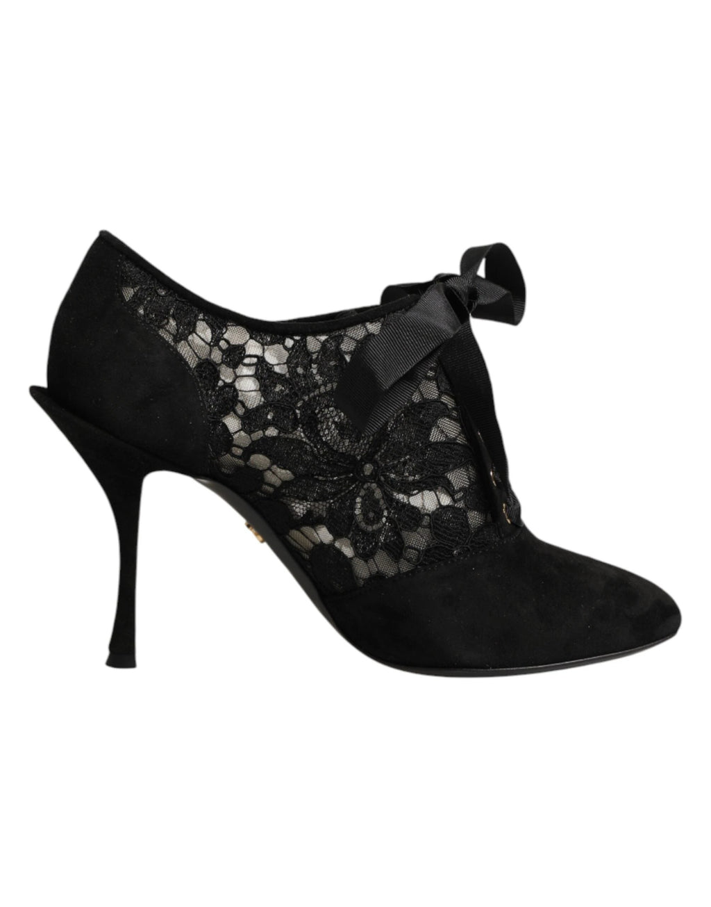 Dolce & Gabbana Black Floral High Heels LACE-UPS Pumps Shoes by Dolce & Gabbana