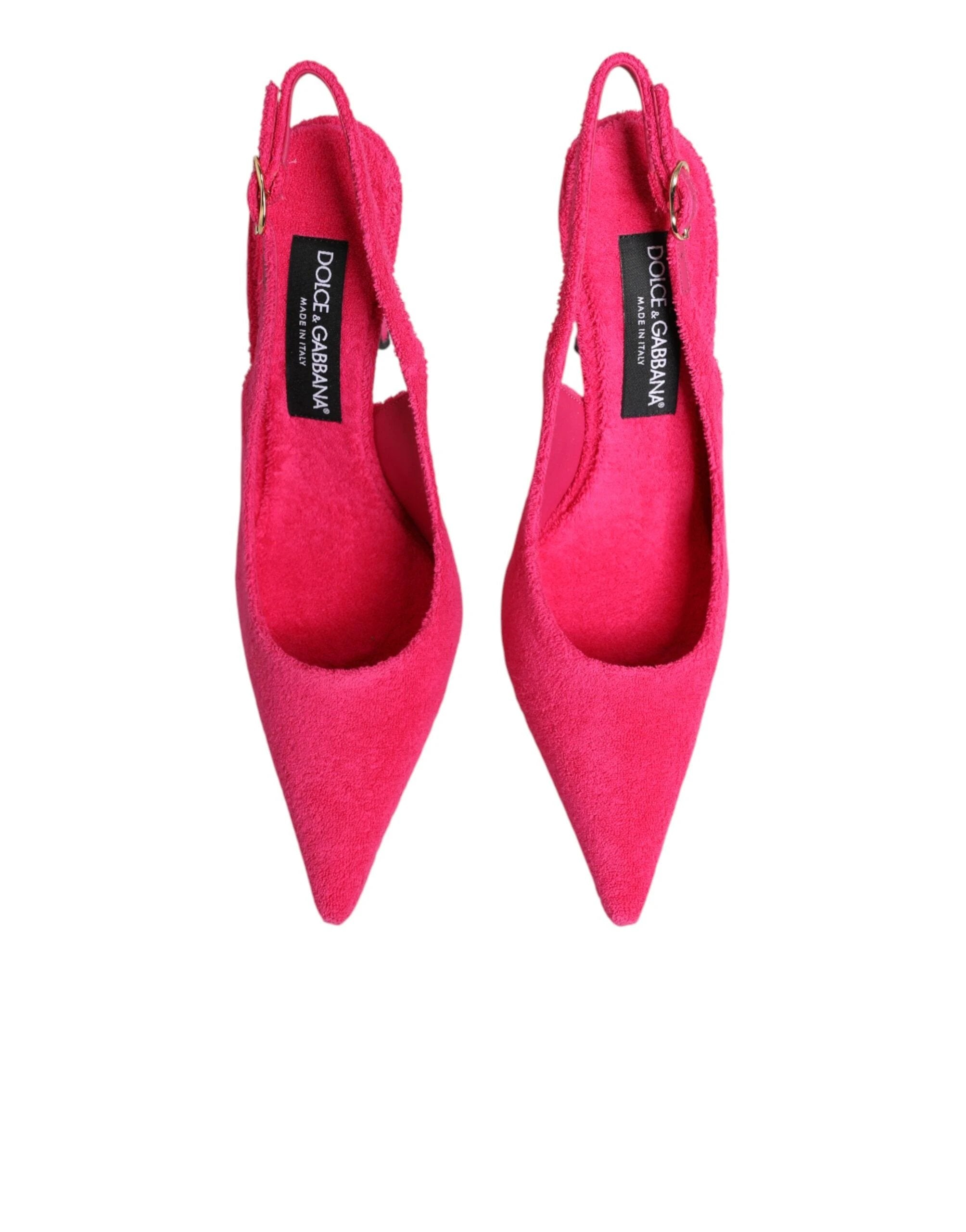 Dolce & Gabbana Pink Suede High Heels Slingback Shoes by Dolce & Gabbana