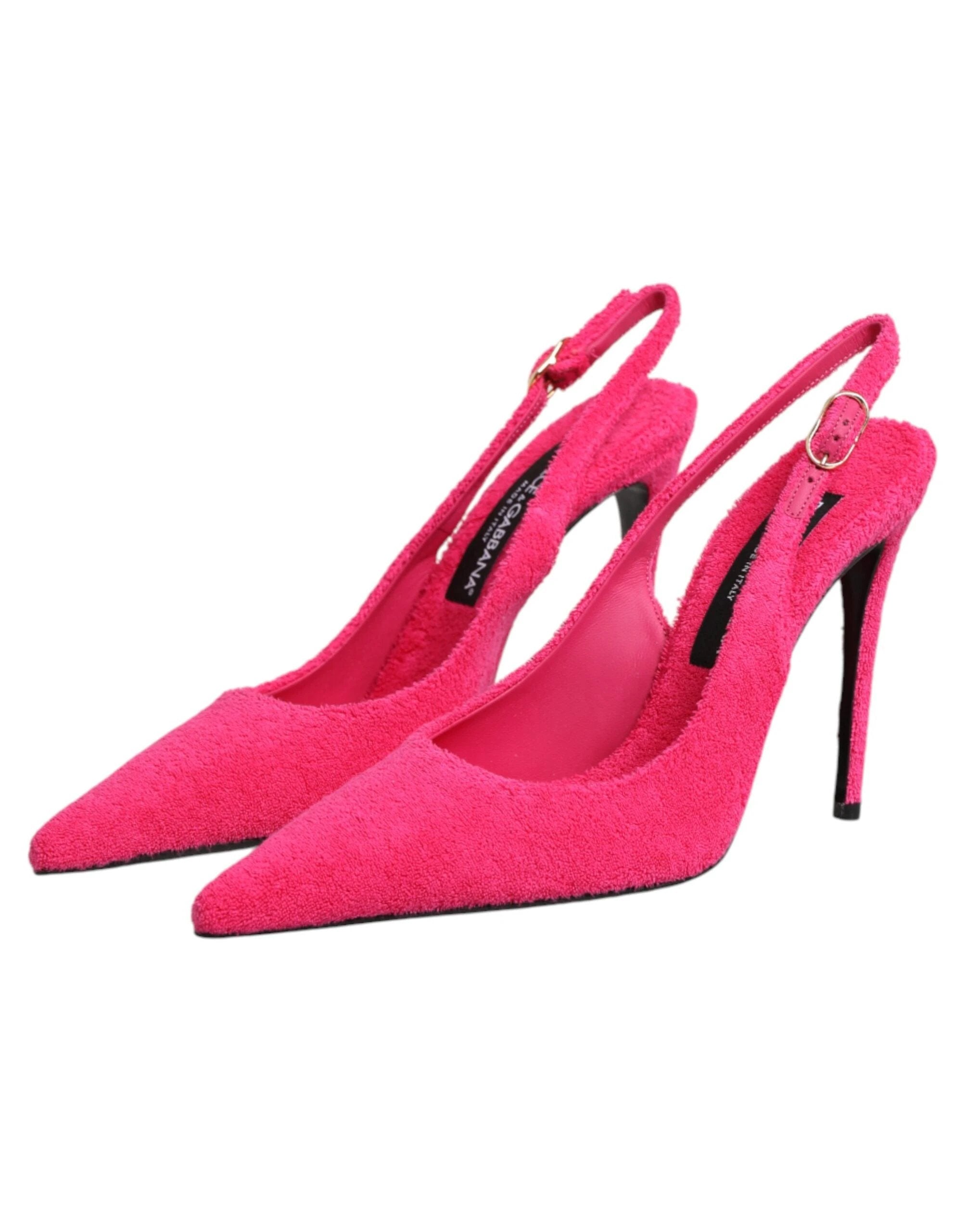 Dolce & Gabbana Pink Suede High Heels Slingback Shoes by Dolce & Gabbana