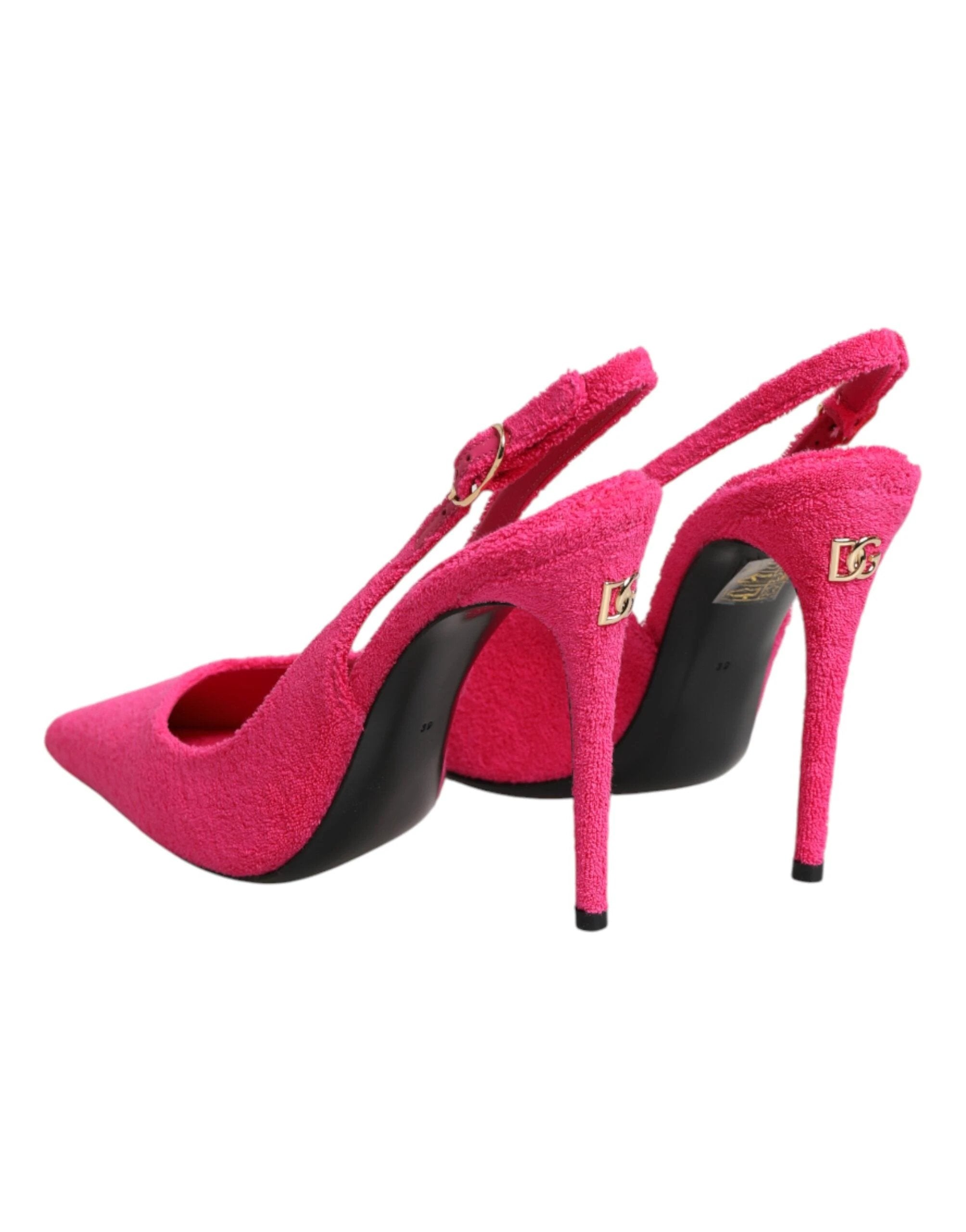 Dolce & Gabbana Pink Suede High Heels Slingback Shoes by Dolce & Gabbana
