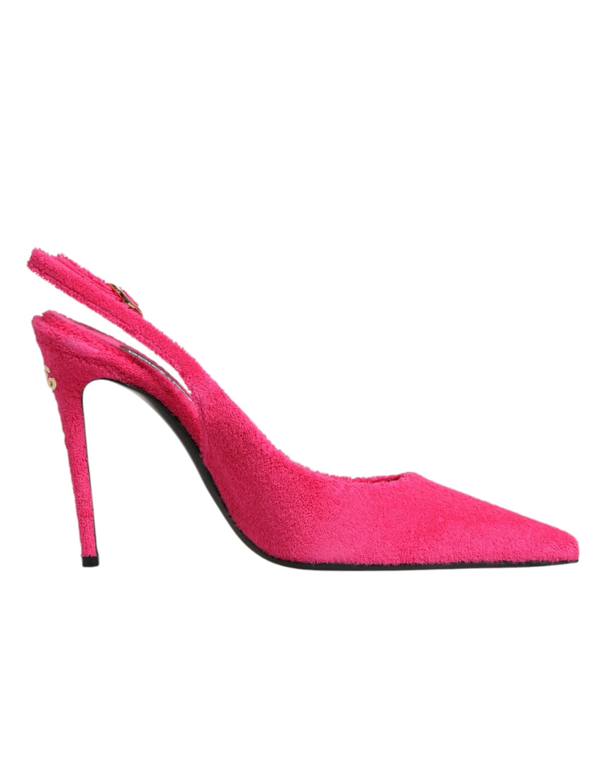 Dolce & Gabbana Pink Suede High Heels Slingback Shoes by Dolce & Gabbana