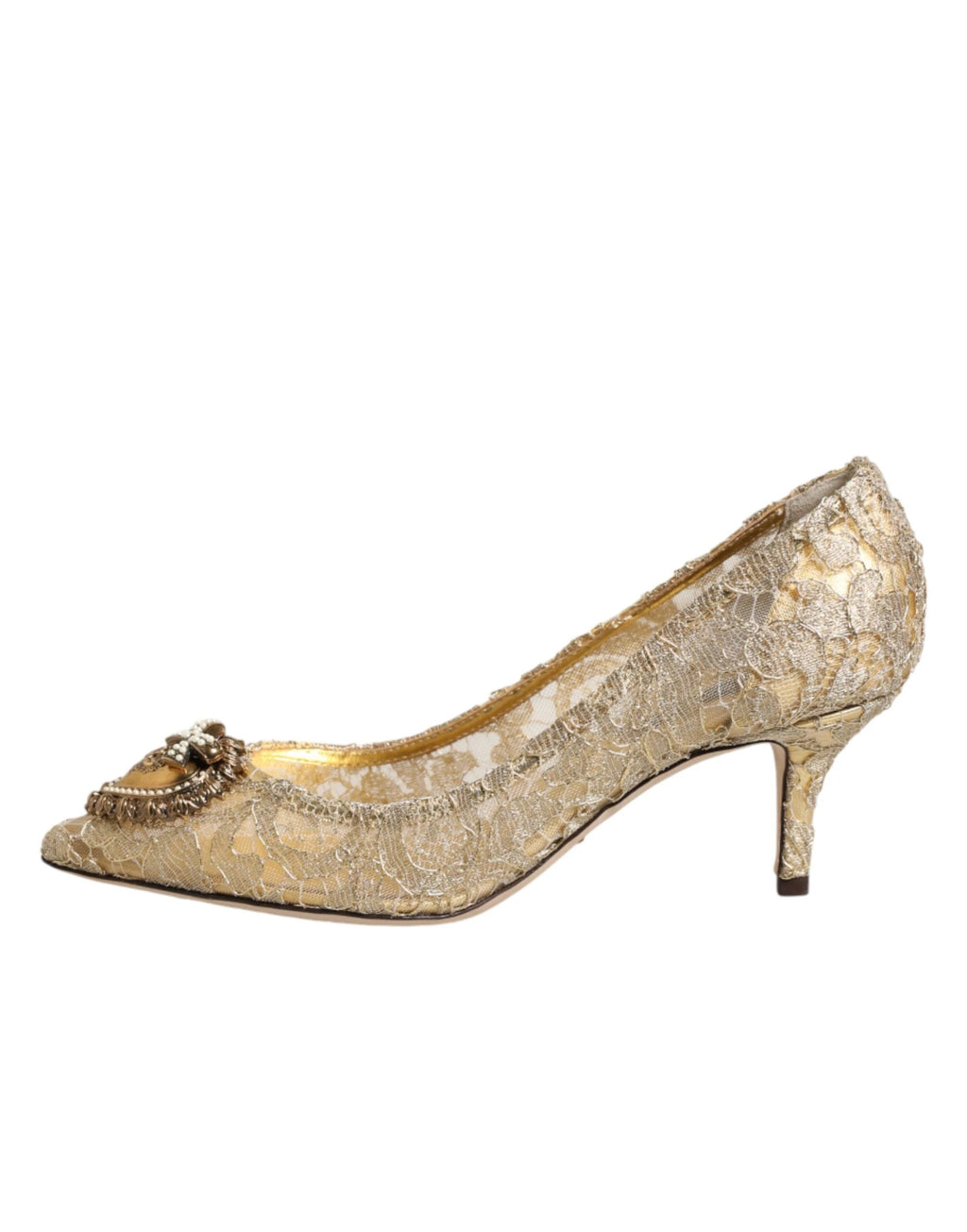 Dolce & Gabbana Gold Taormina Lace DEVOTION Pumps Shoes by Dolce & Gabbana