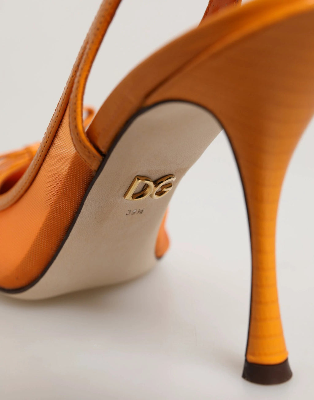 Dolce & Gabbana Orange Leather Mesh Heels Slingback Shoes by Dolce & Gabbana