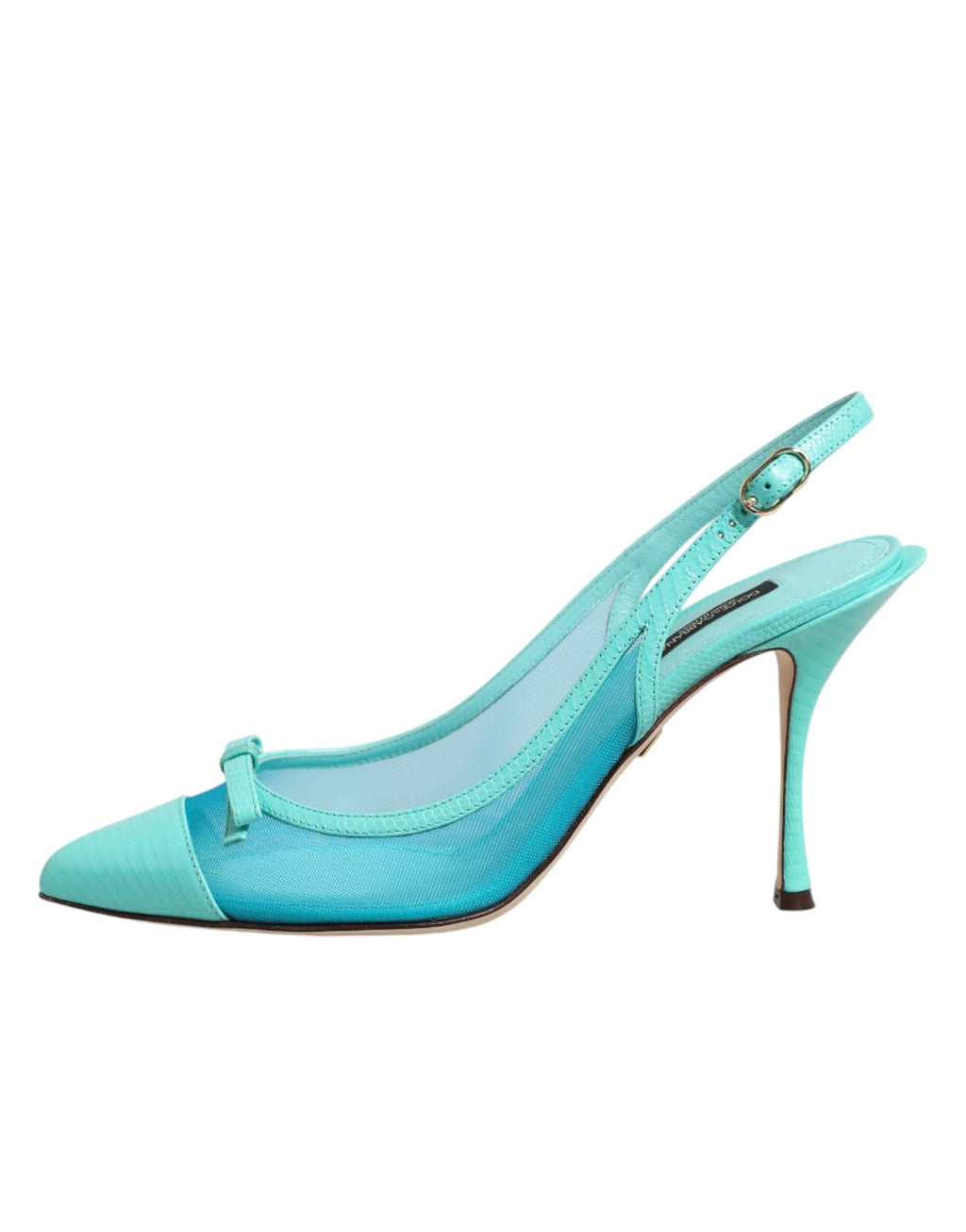 Dolce & Gabbana Blue Leather Mesh Heels Slingback Shoes by Dolce & Gabbana