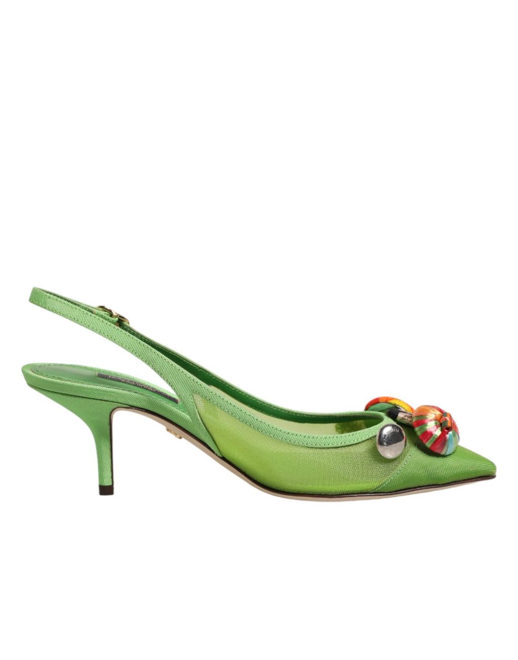 Dolce & Gabbana Green Embellished Heels Slingbacks Shoes by Dolce & Gabbana