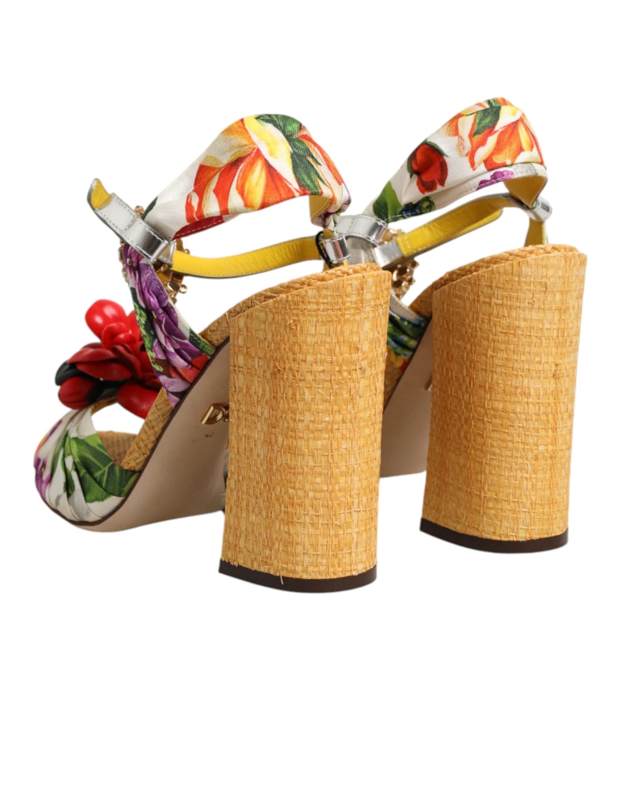 Dolce & Gabbana Multicolor Floral Crystal Embellished Sandals Shoes by Dolce & Gabbana