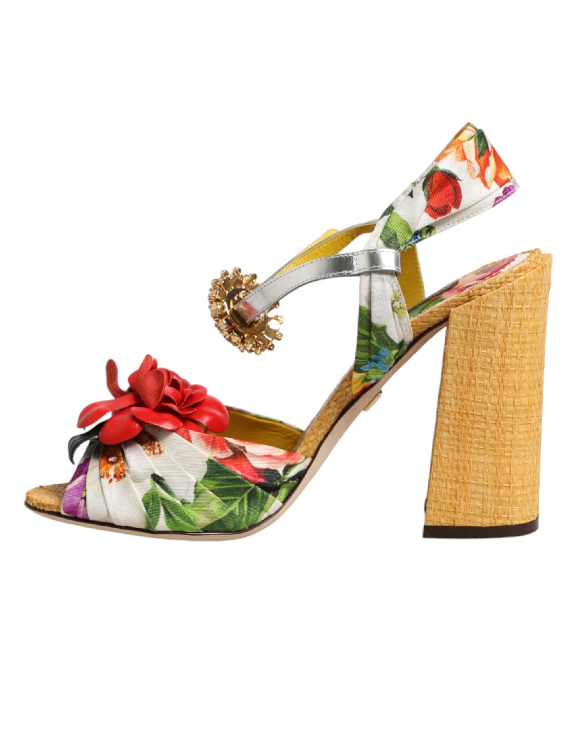 Dolce & Gabbana Multicolor Floral Crystal Embellished Sandals Shoes by Dolce & Gabbana