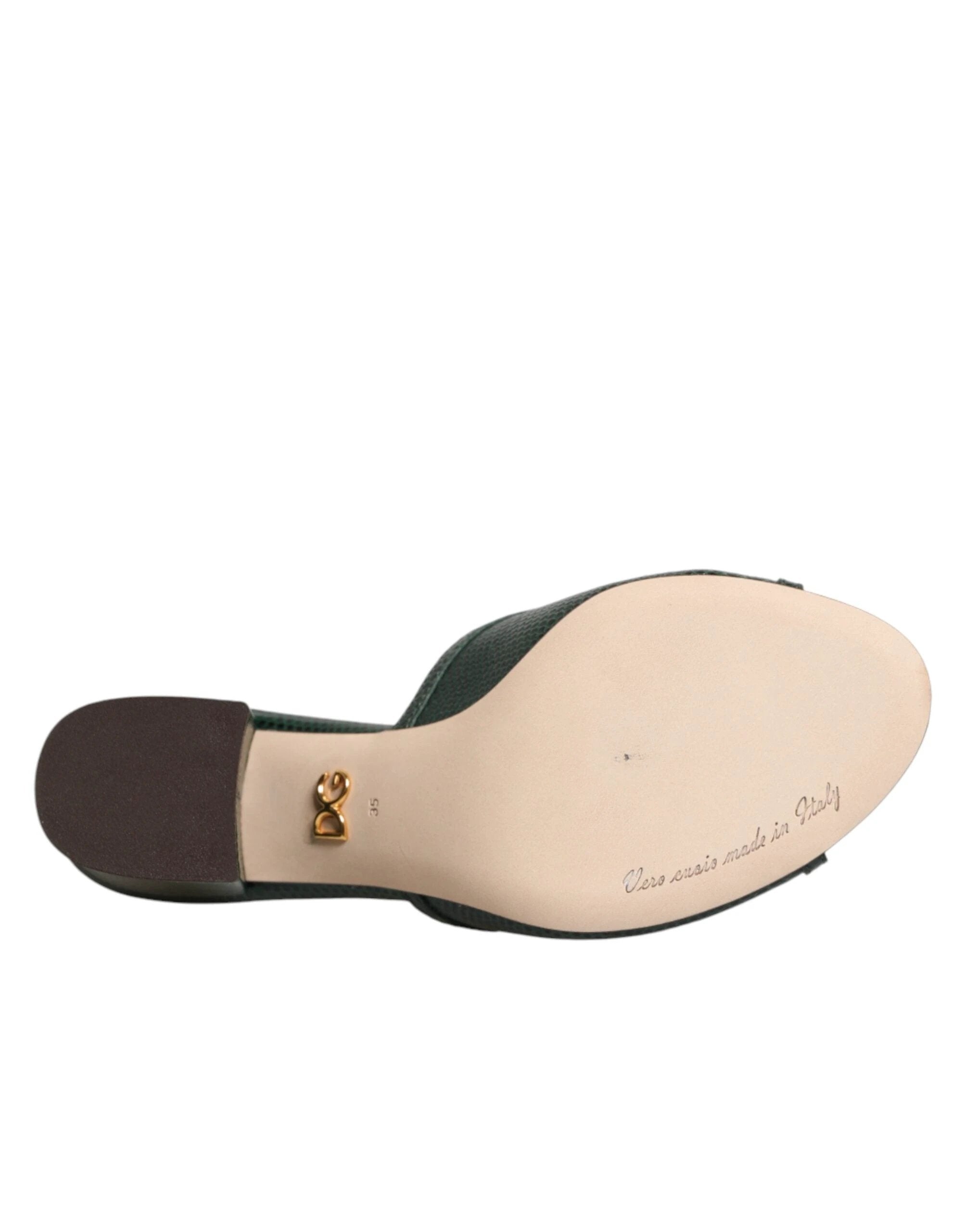 Dolce & Gabbana Green DG Amore Heel Slides Sandals Shoes by Dolce & Gabbana
