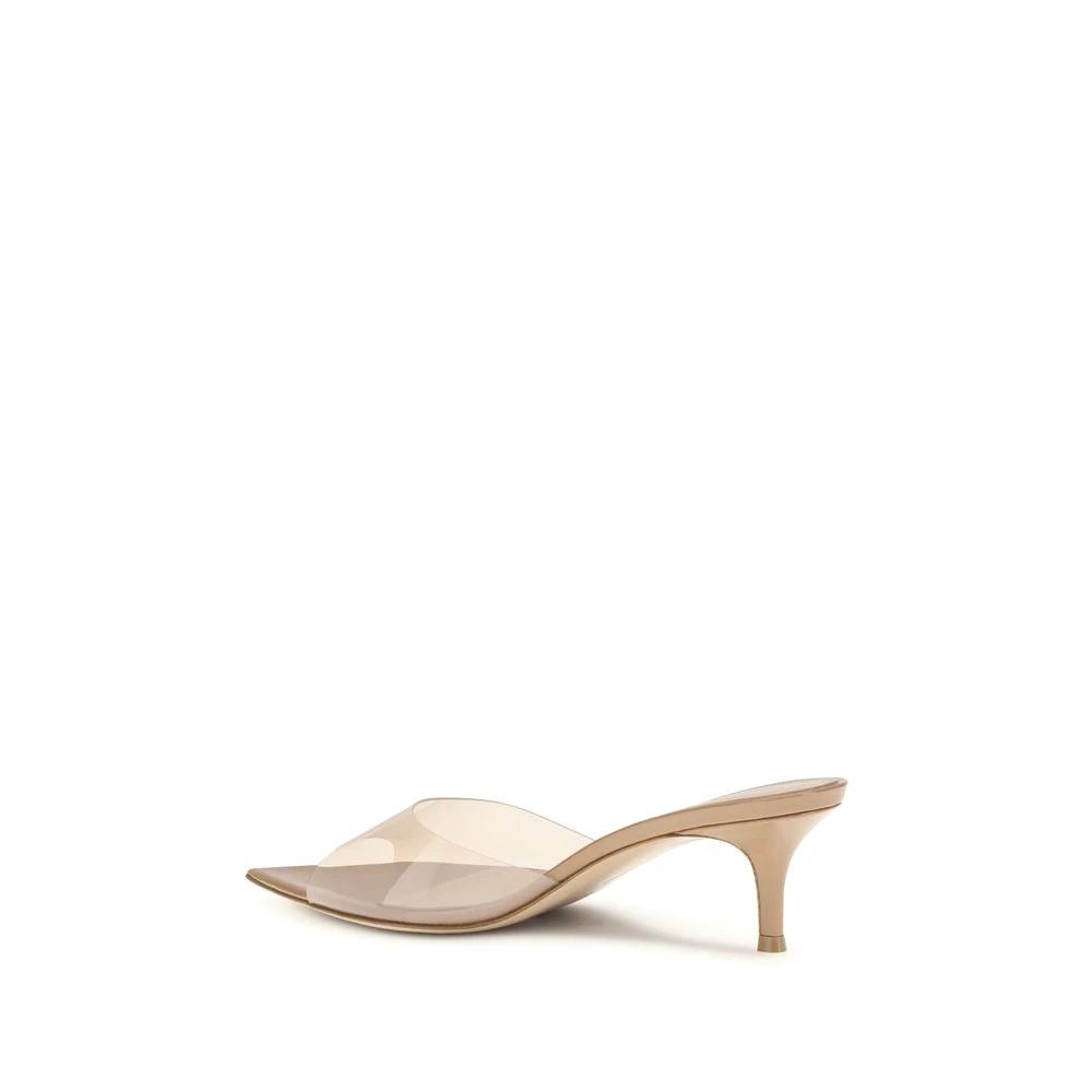Gianvito Rossi Beige Polyurethane Stiletto Heel Sandals by Gianvito Rossi