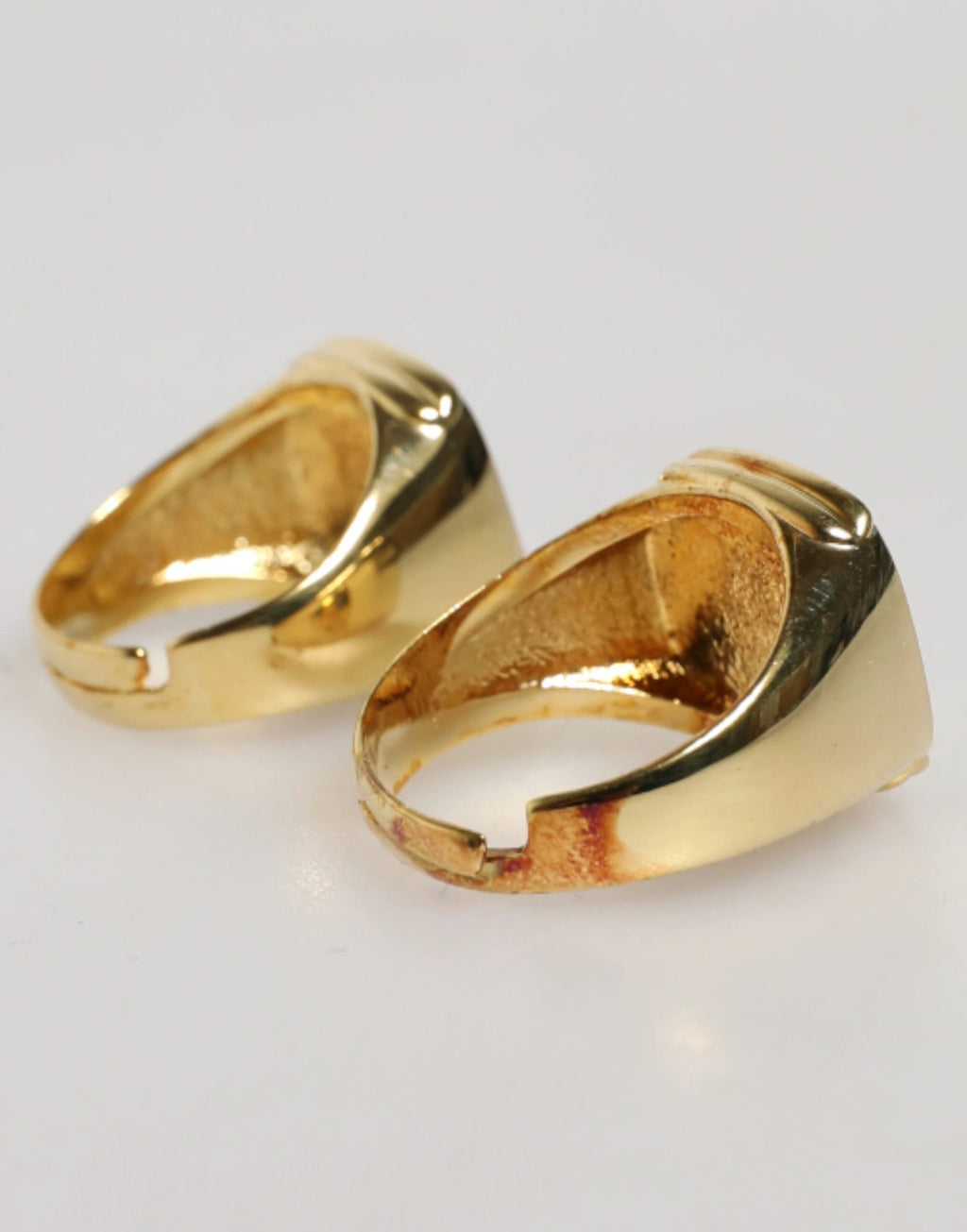 Dolce & Gabbana Gold-Tone Real Brass Black Enamel "DG" Adjustable Rings by Dolce & Gabbana