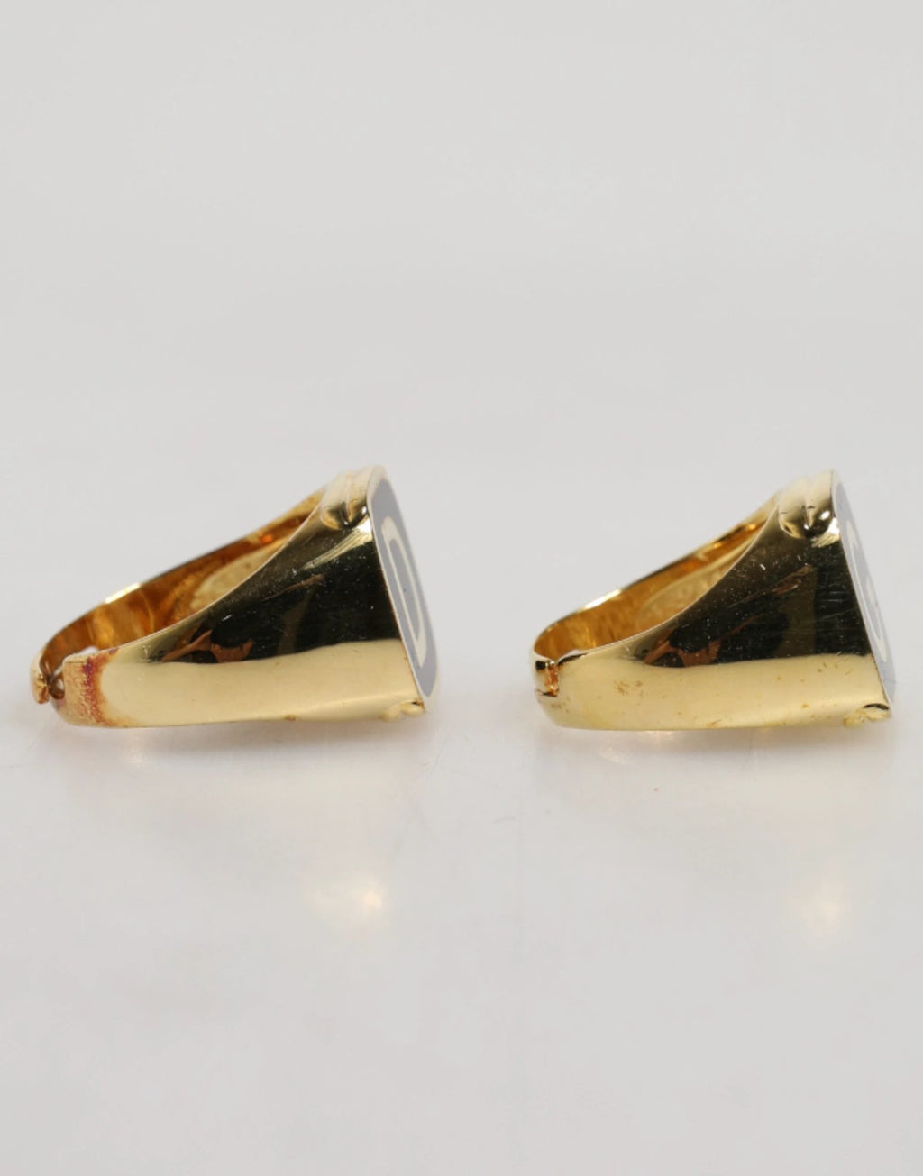 Dolce & Gabbana Gold-Tone Real Brass Black Enamel "DG" Adjustable Rings by Dolce & Gabbana