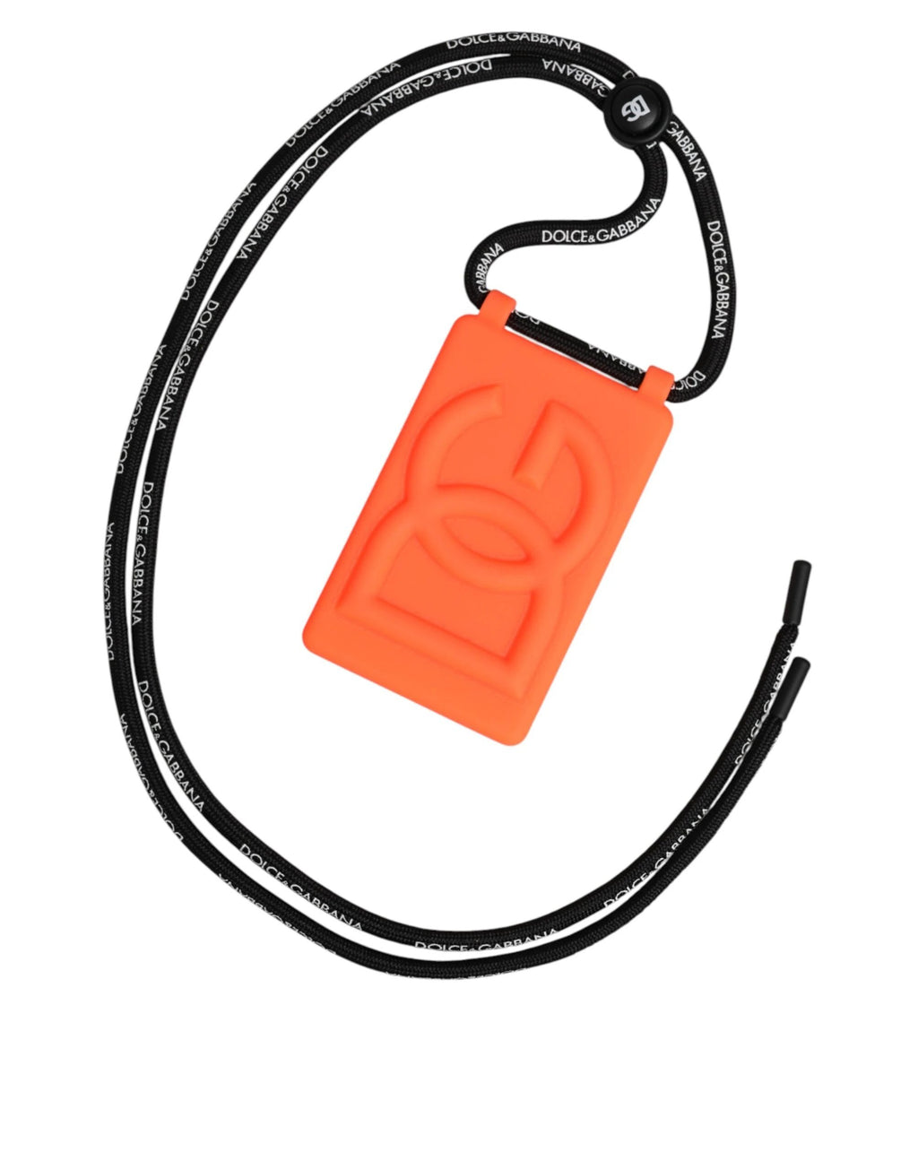 Dolce & Gabbana Holder Neon Orange Rubber DG Embossed Adjustable Badge by Dolce & Gabbana