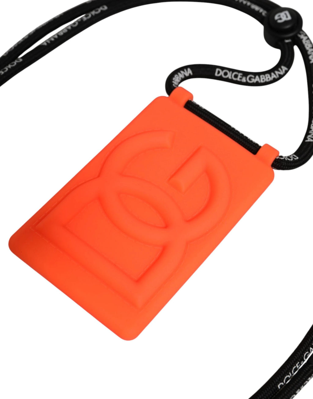 Dolce & Gabbana Holder Neon Orange Rubber DG Embossed Adjustable Badge by Dolce & Gabbana