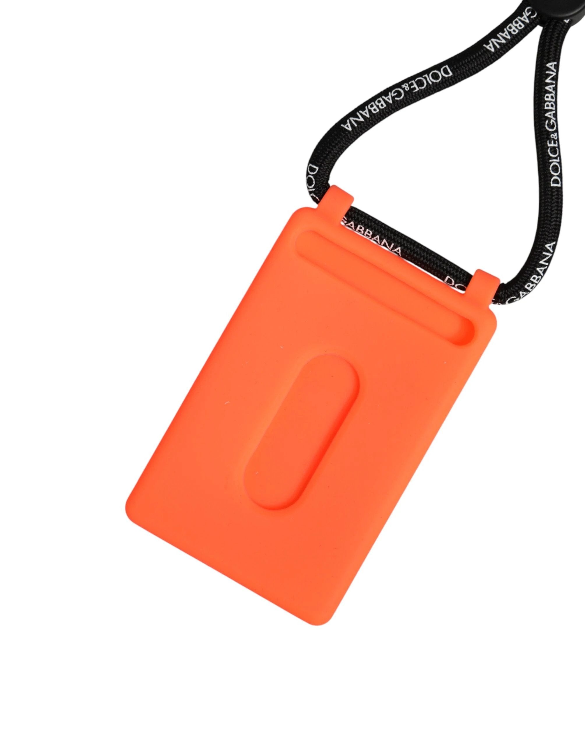 Dolce & Gabbana Holder Neon Orange Rubber DG Embossed Adjustable Badge by Dolce & Gabbana