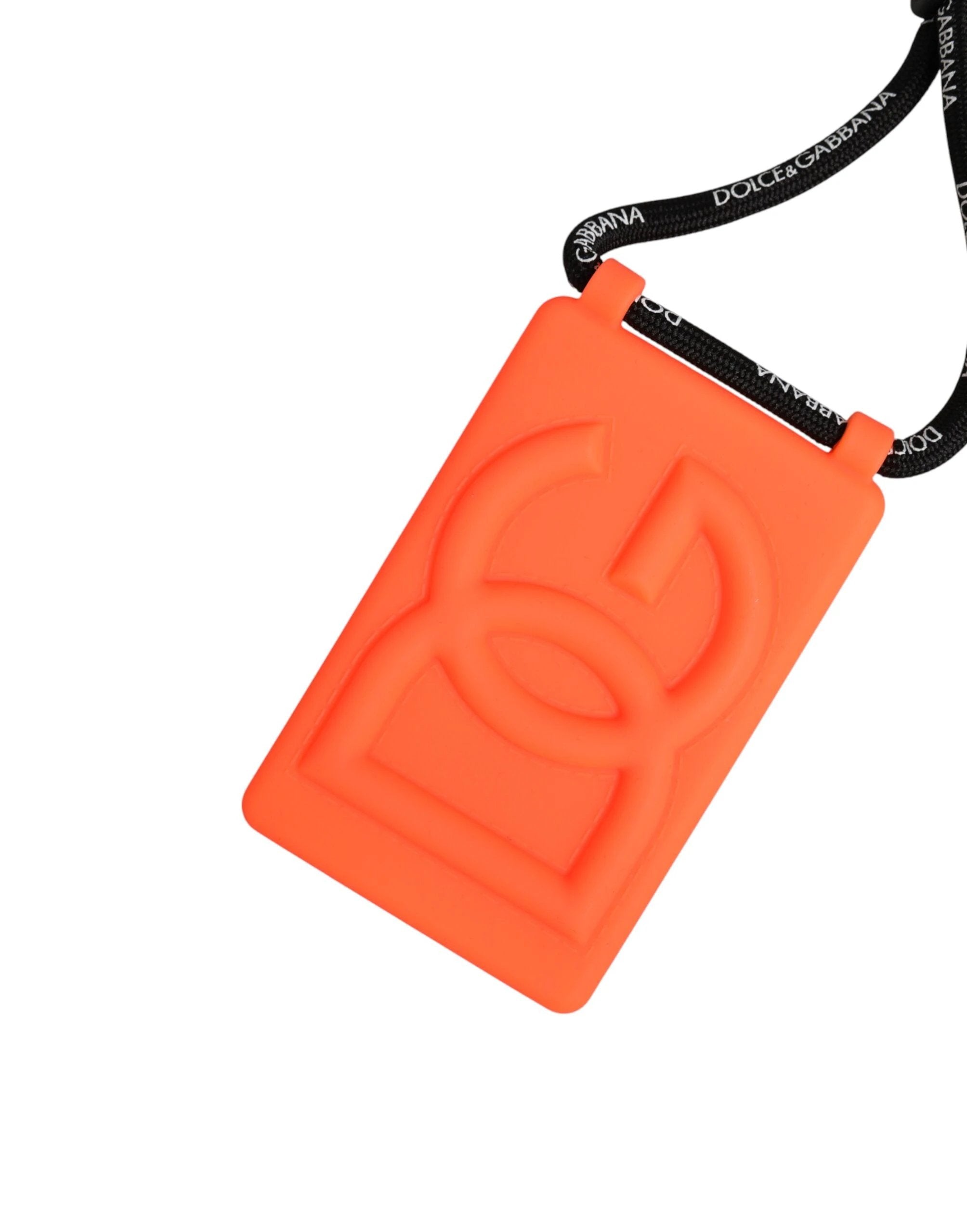 Dolce & Gabbana Holder Neon Orange Rubber DG Embossed Adjustable Badge by Dolce & Gabbana