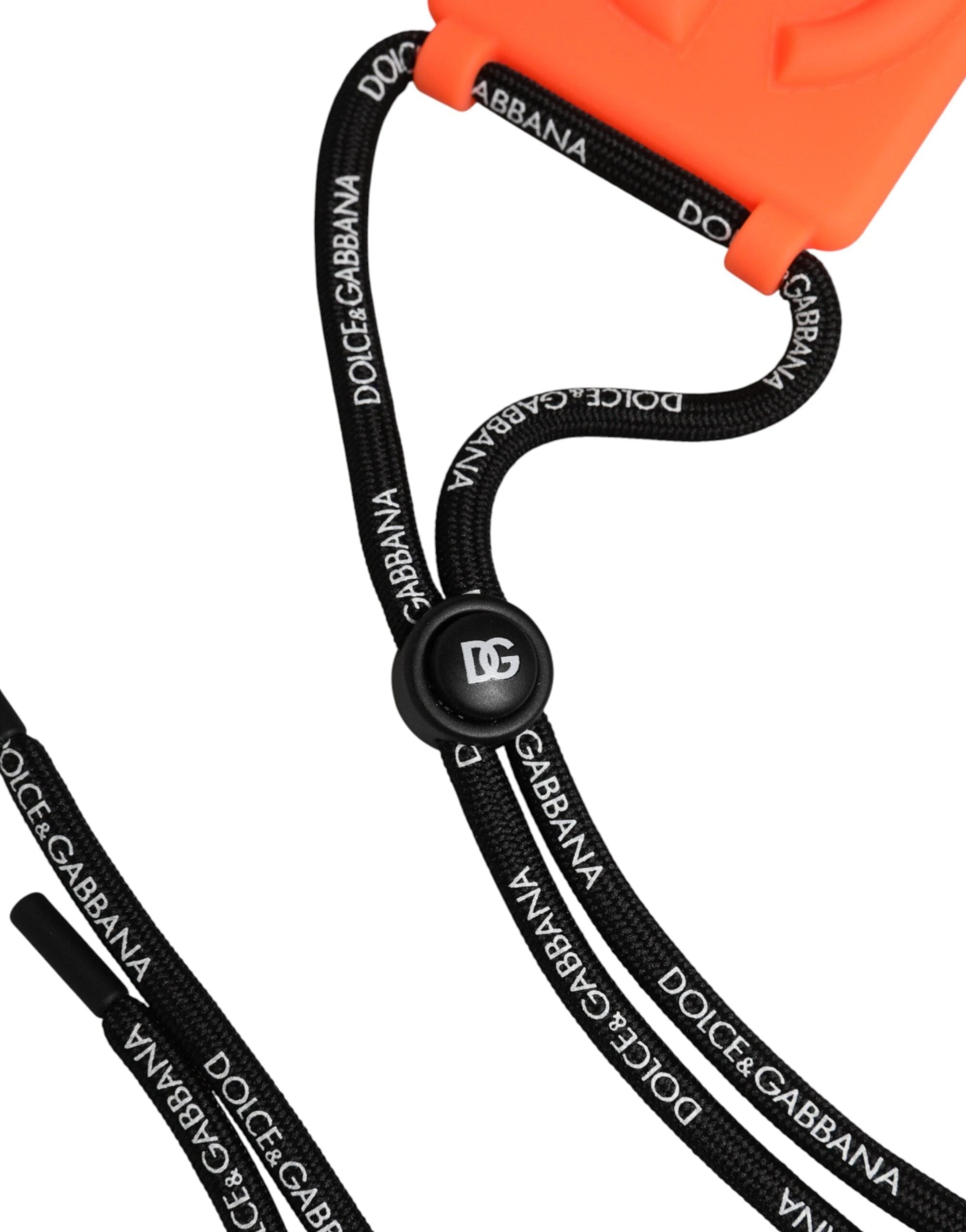 Dolce & Gabbana Holder Neon Orange Rubber DG Embossed Adjustable Badge by Dolce & Gabbana