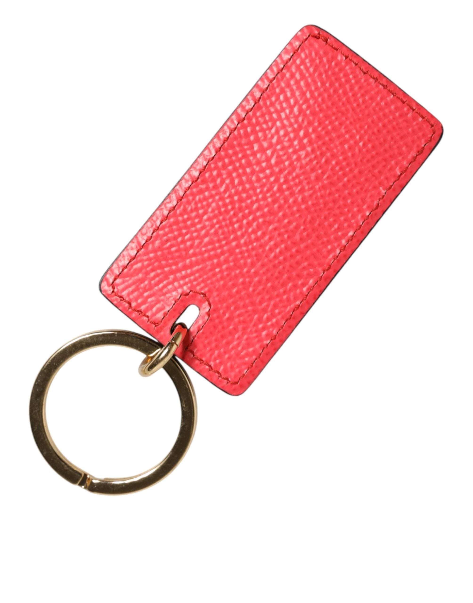 Dolce & Gabbana Red Calf Leather Logo Metal Ring Men Keychain Keyring by Dolce & Gabbana