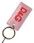Dolce & Gabbana Pink Calf Leather Logo Metal Ring Men Keychain Keyring by Dolce & Gabbana