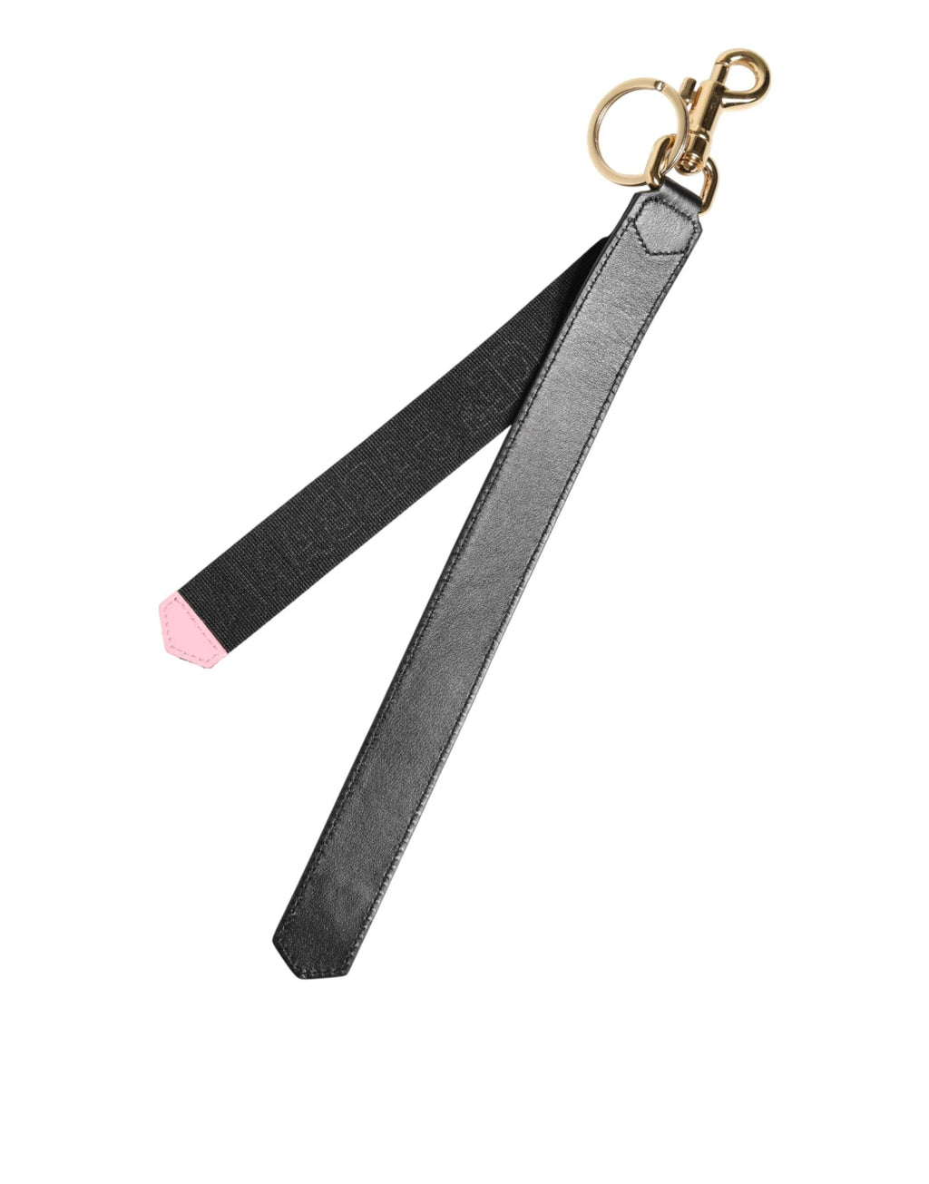 Dolce & Gabbana Black Yellow Logo Letaher Brass Holder Keychain Keyring by Dolce & Gabbana