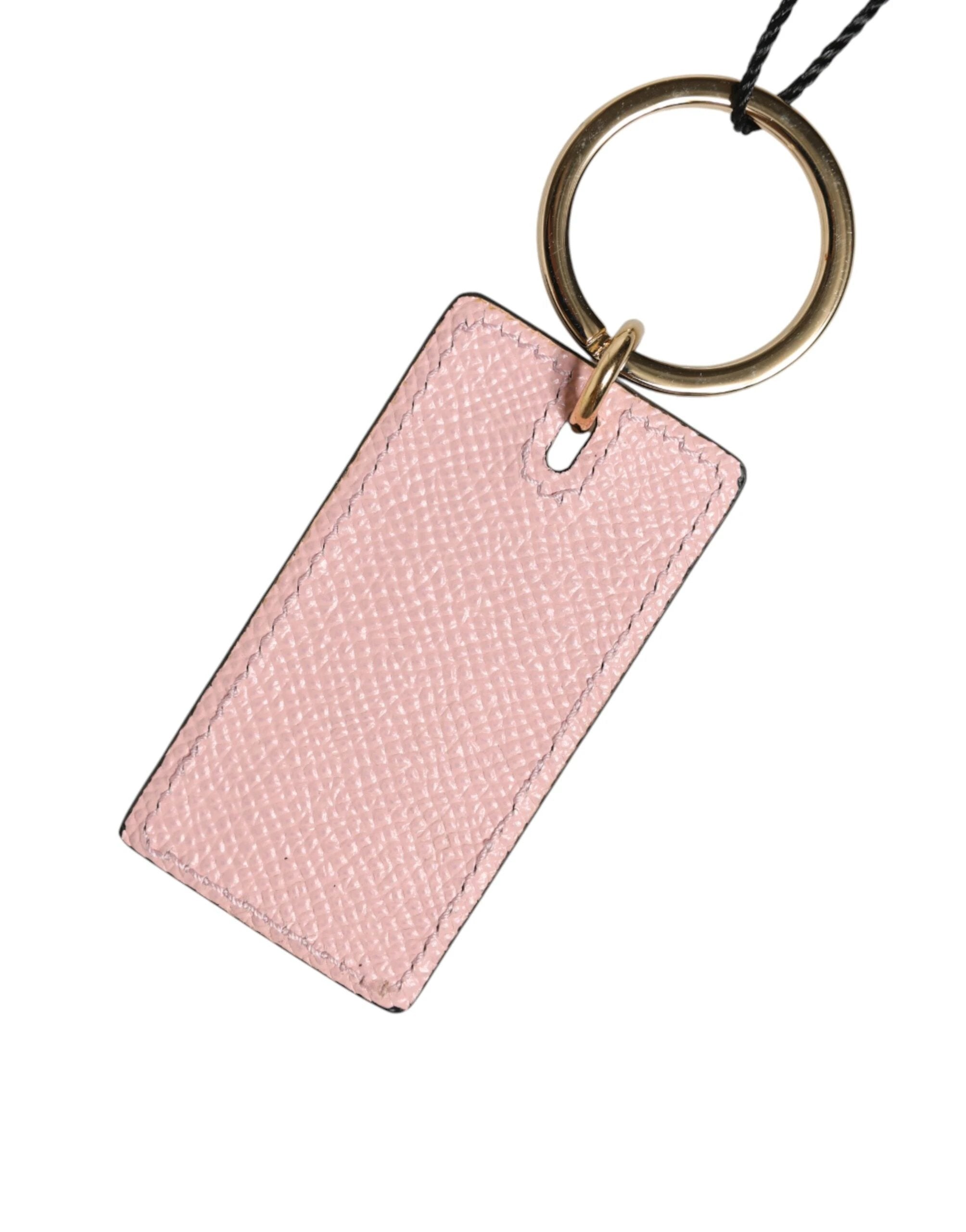 Dolce & Gabbana Pink Calf Leather DG Logo Metal Ring Keychain Keyring by Dolce & Gabbana
