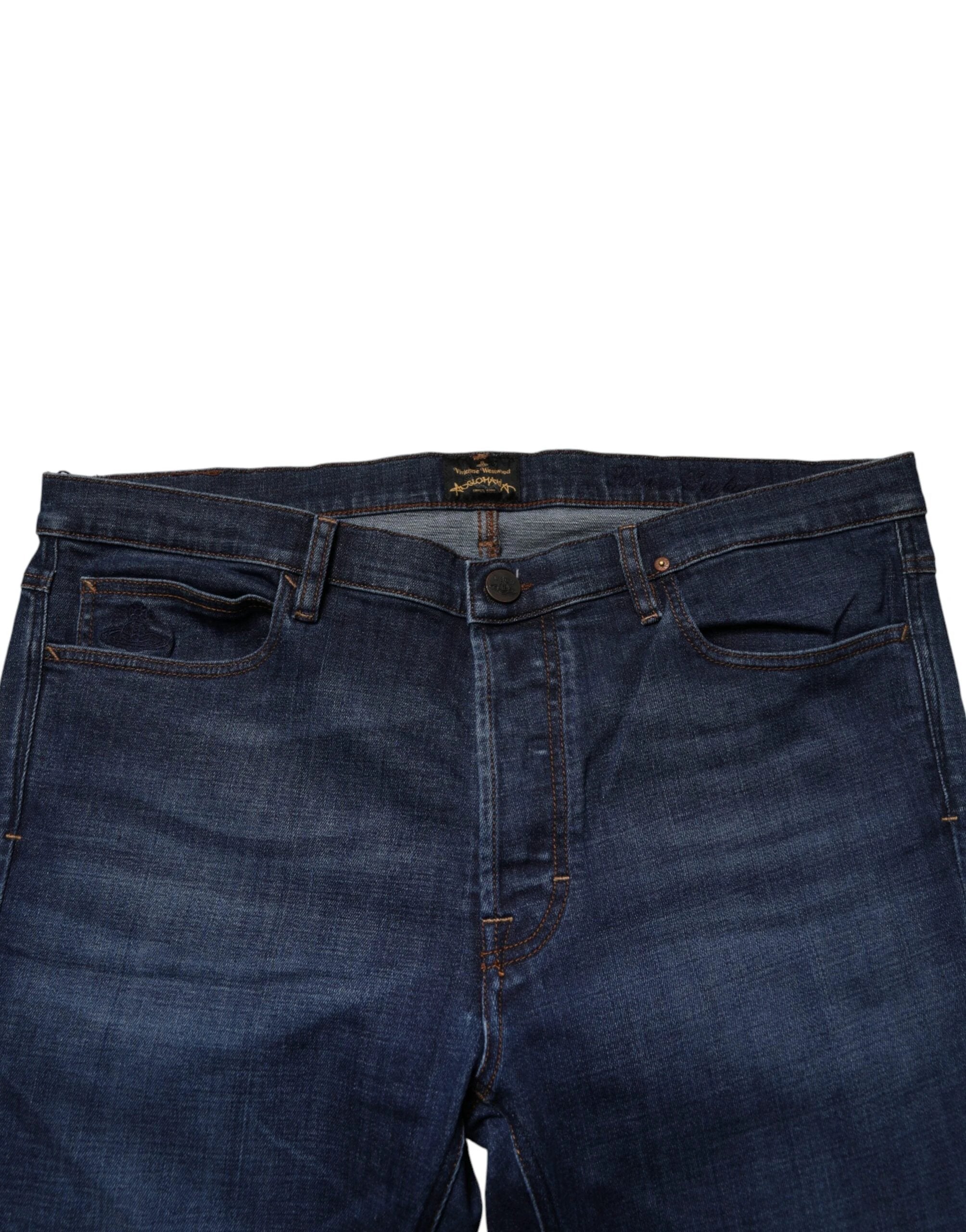 Vivienne Westwood Blue Mid Waist Cotton Men Cropped Denim Jeans by Vivienne Westwood