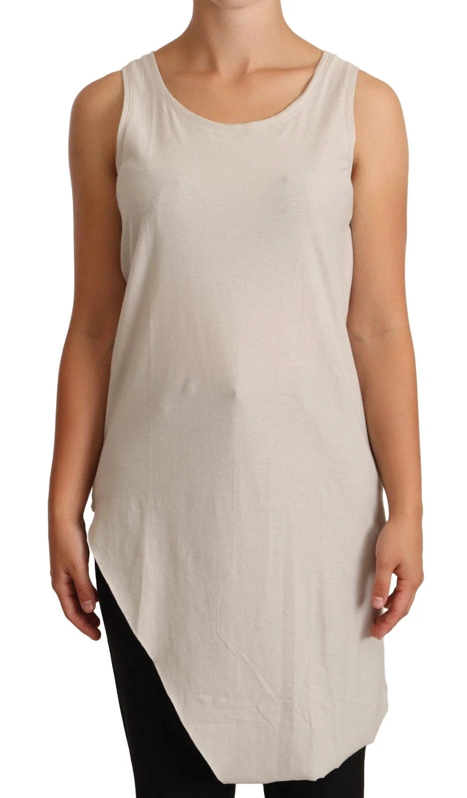 Max Mara Light Gray 100% Cotton Sleeveless Razor Back Tank Top by Max Mara