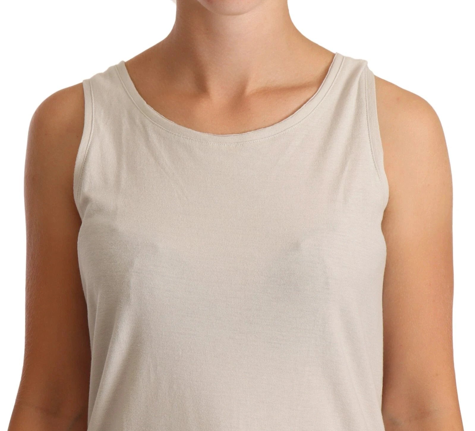 Max Mara Light Gray 100% Cotton Sleeveless Razor Back Tank Top by Max Mara