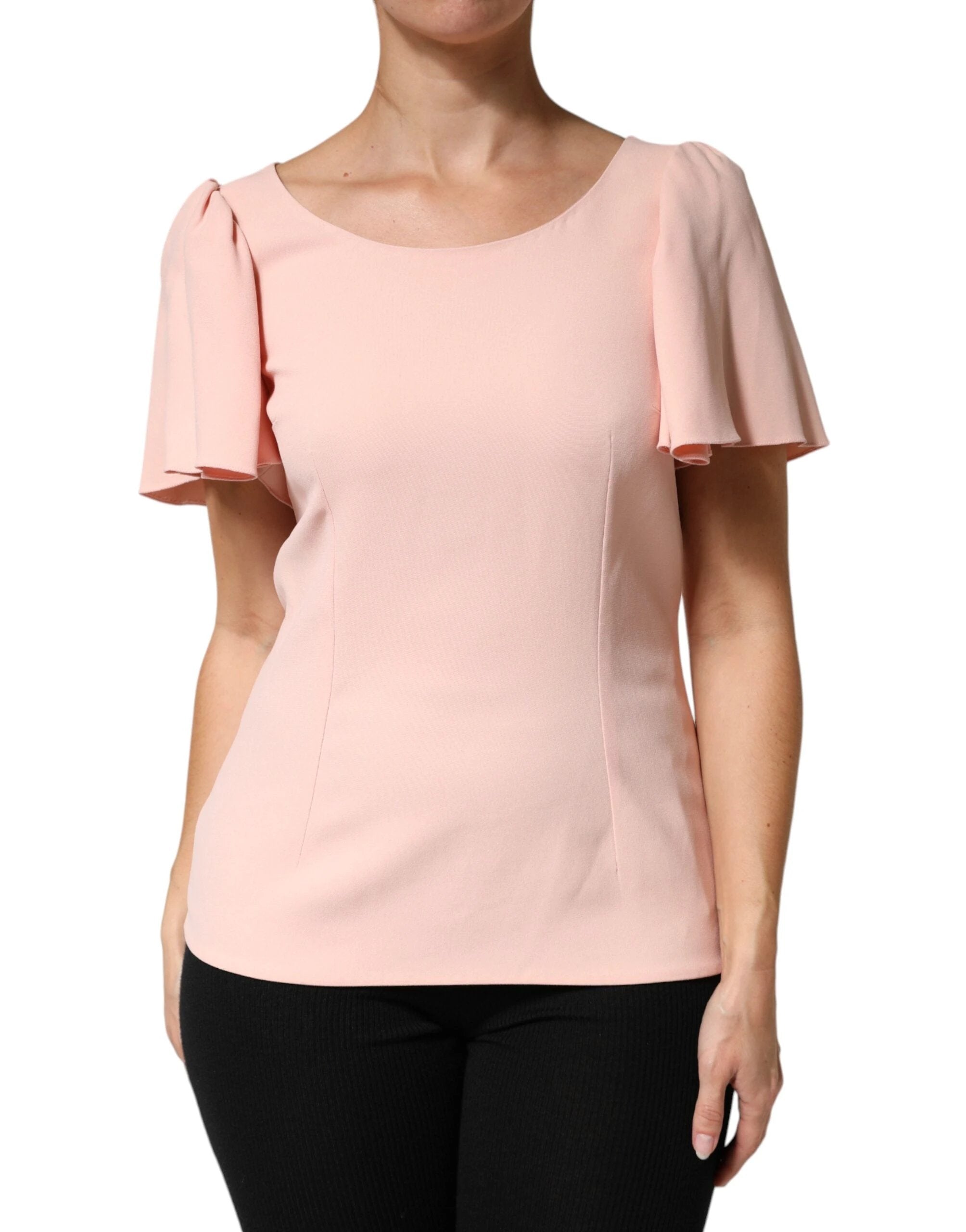 Dolce & Gabbana Pink Short Sleeves Round Neck Blouse Top by Dolce & Gabbana