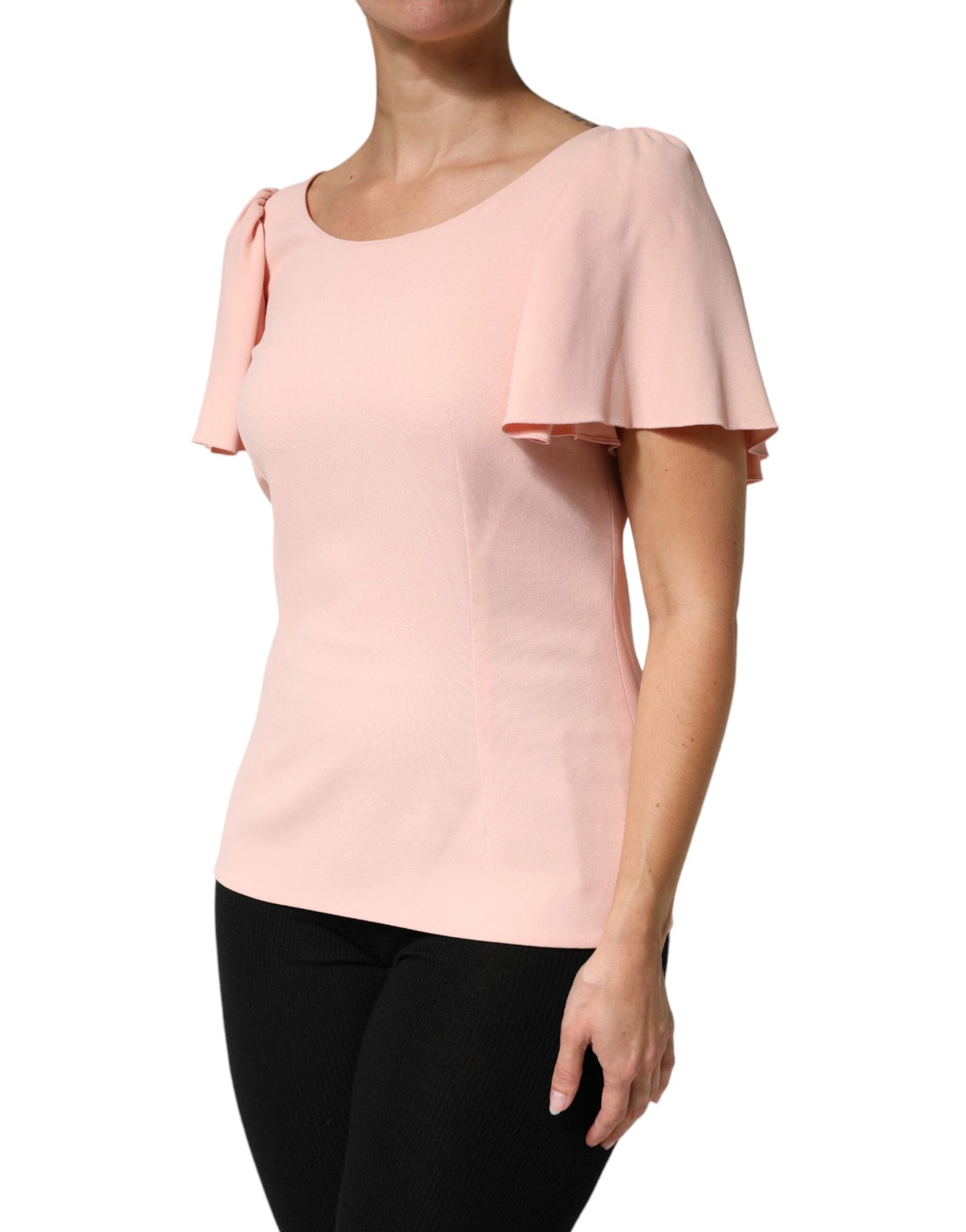 Dolce & Gabbana Pink Short Sleeves Round Neck Blouse Top by Dolce & Gabbana