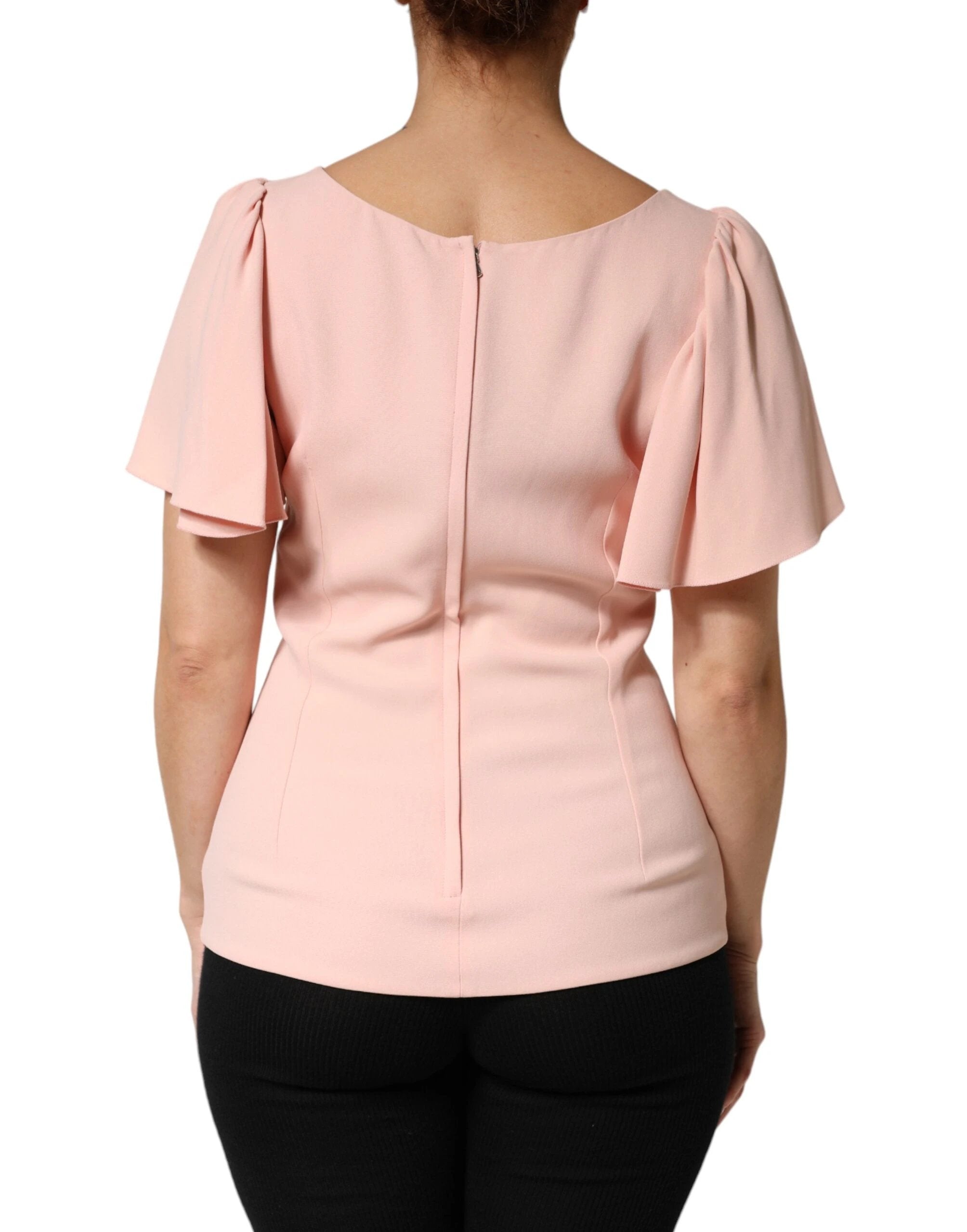 Dolce & Gabbana Pink Short Sleeves Round Neck Blouse Top by Dolce & Gabbana