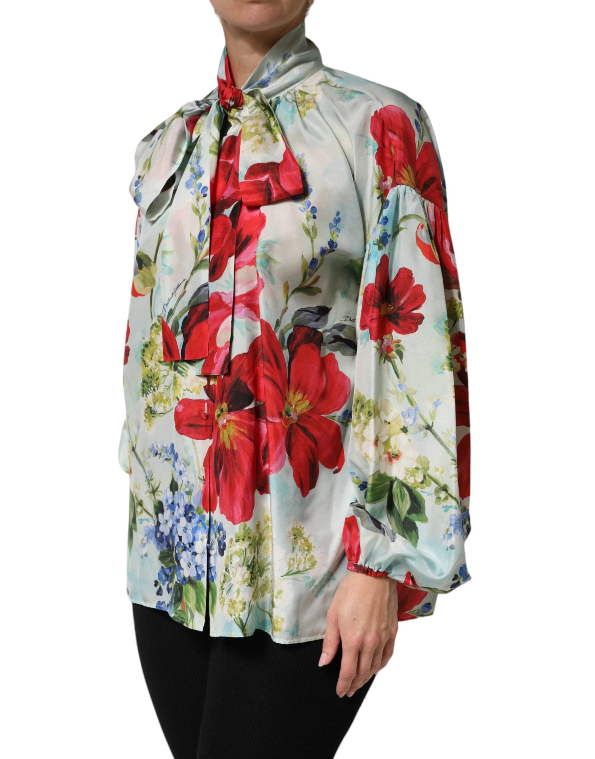 Dolce & Gabbana Multicolor Floral Long Sleeves Blouse Top by Dolce & Gabbana