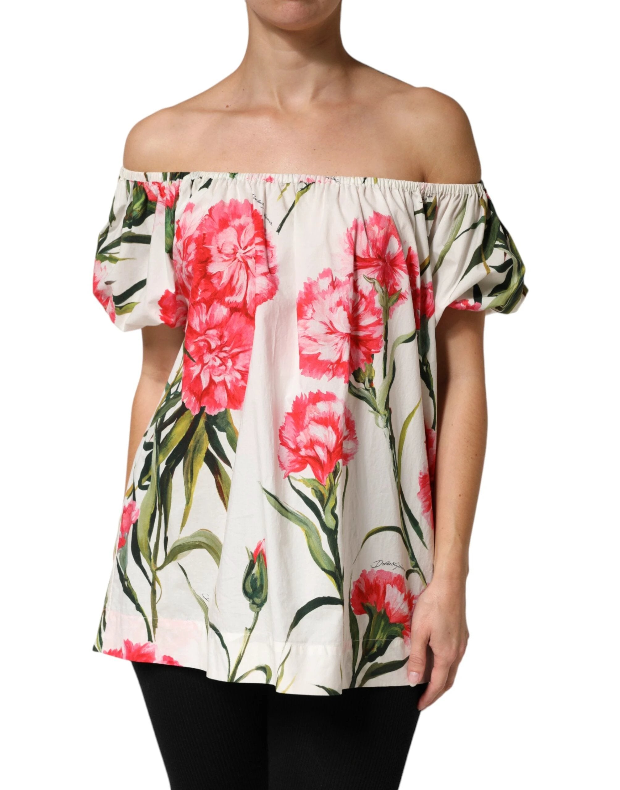 Dolce & Gabbana Multicolor Floral Off Shoulder Blouse Top by Dolce & Gabbana