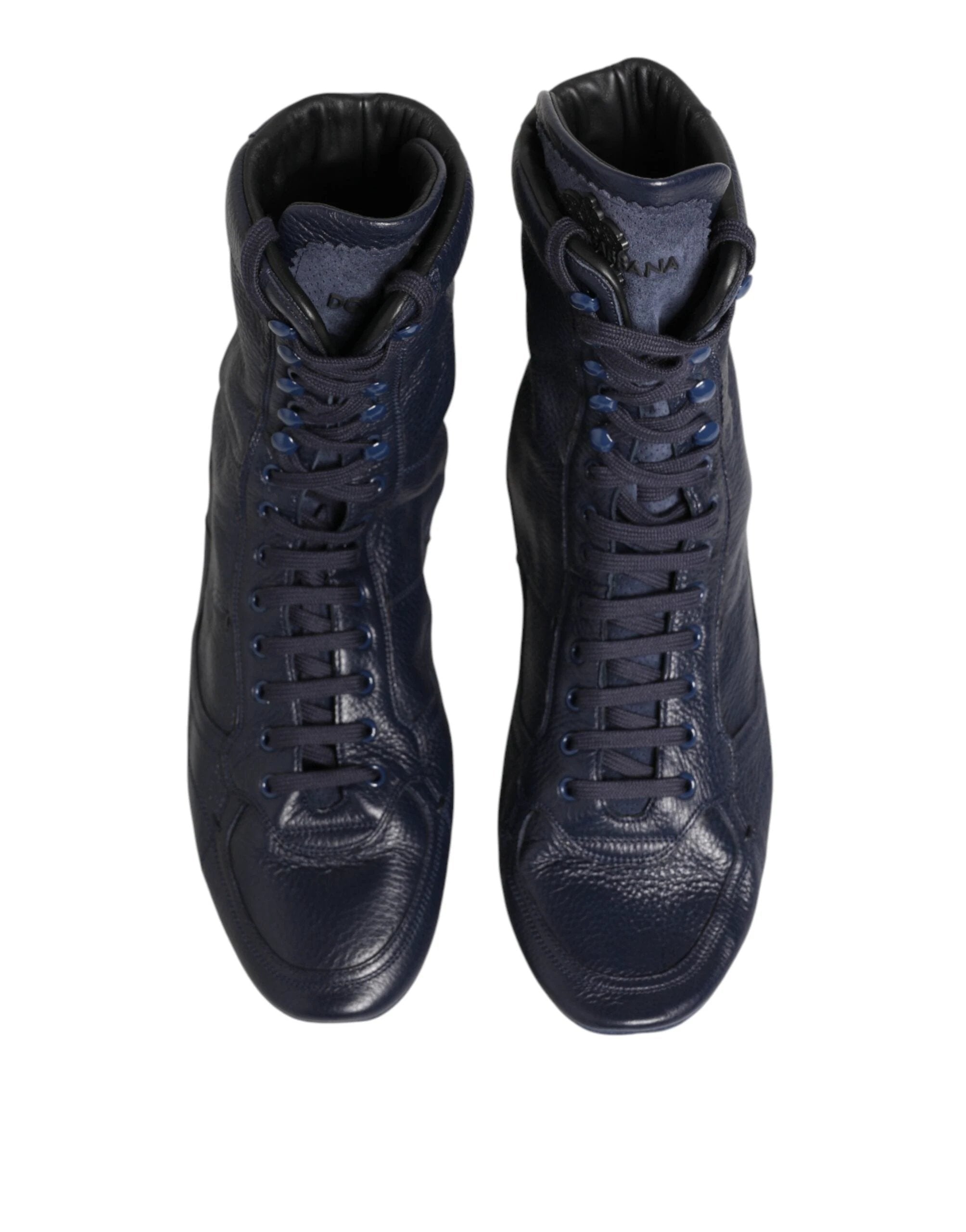 Dolce & Gabbana Dark Blue Deer Leather Mid Calf Boots Shoes by Dolce & Gabbana