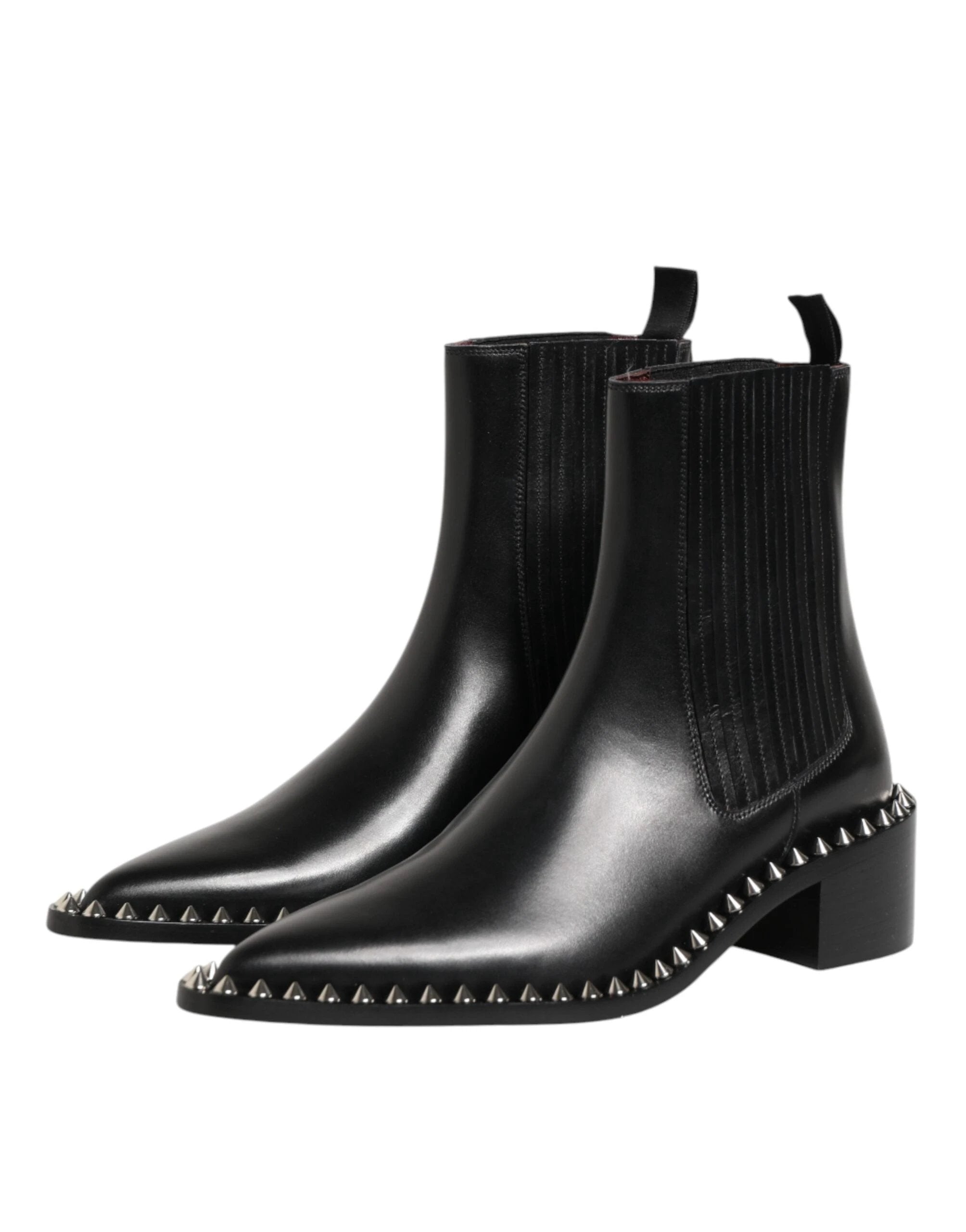 Dolce & Gabbana Black Studded Chelsea Short Ankle Boots Shoes by Dolce & Gabbana
