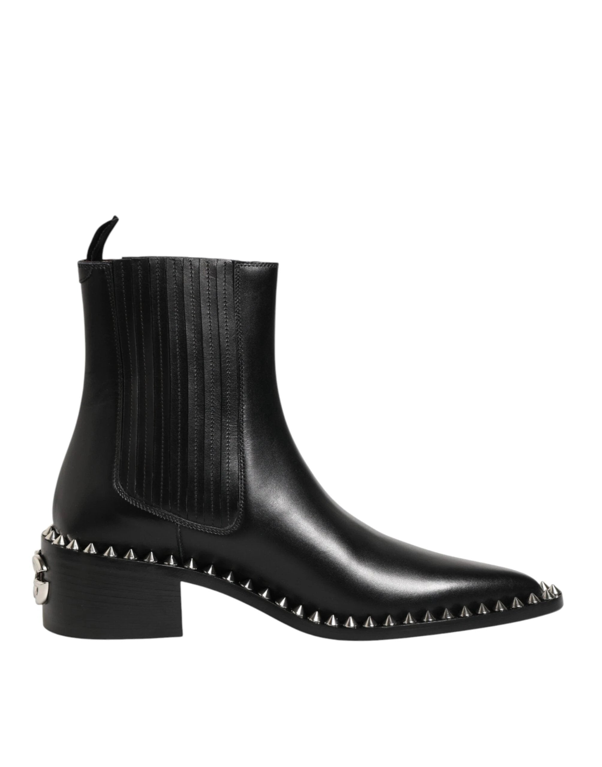Dolce & Gabbana Black Studded Chelsea Short Ankle Boots Shoes by Dolce & Gabbana