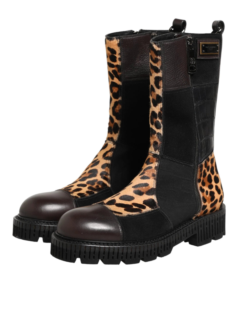 Dolce & Gabbana Multicolor Leopard Mid Calf Boots Shoes by Dolce & Gabbana