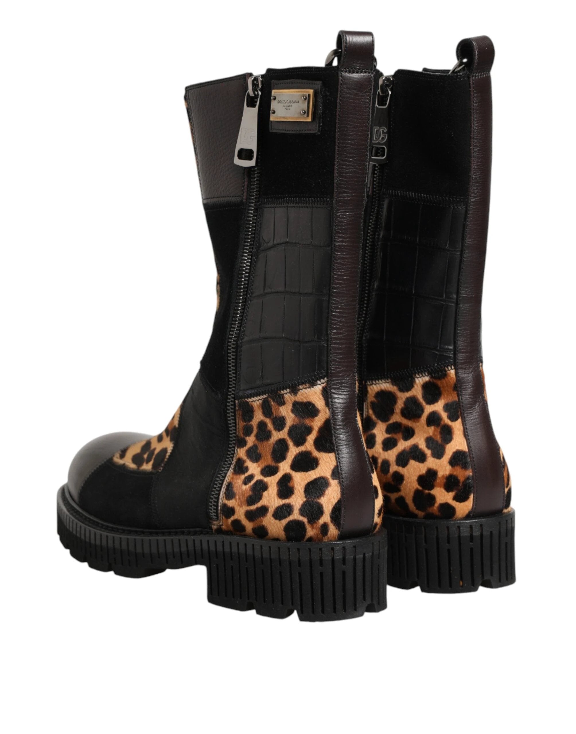 Dolce & Gabbana Multicolor Leopard Mid Calf Boots Shoes by Dolce & Gabbana