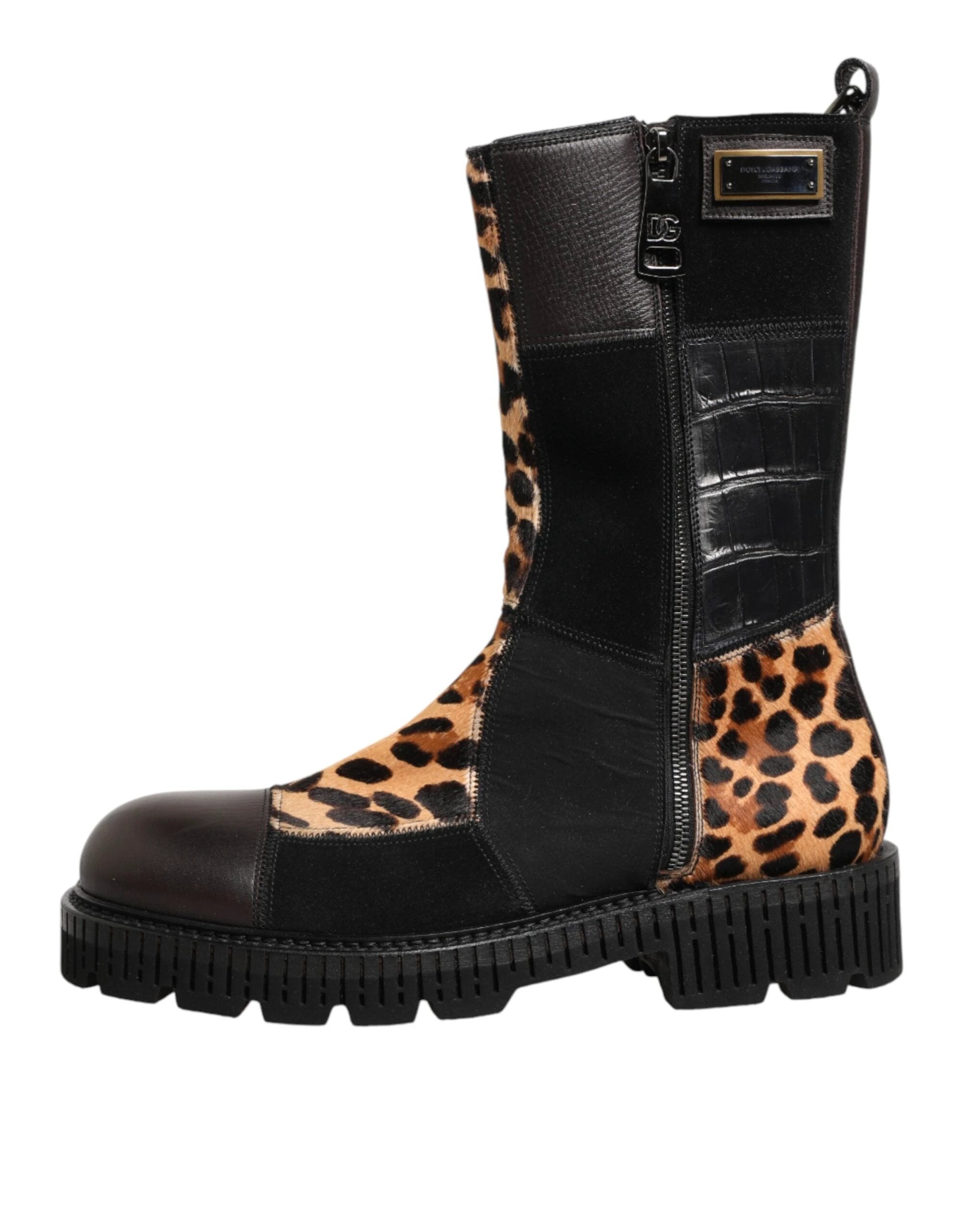 Dolce & Gabbana Multicolor Leopard Mid Calf Boots Shoes by Dolce & Gabbana