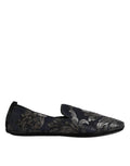 Dolce & Gabbana Black Jacquard Leather Slip On Loafers Shoes by Dolce & Gabbana