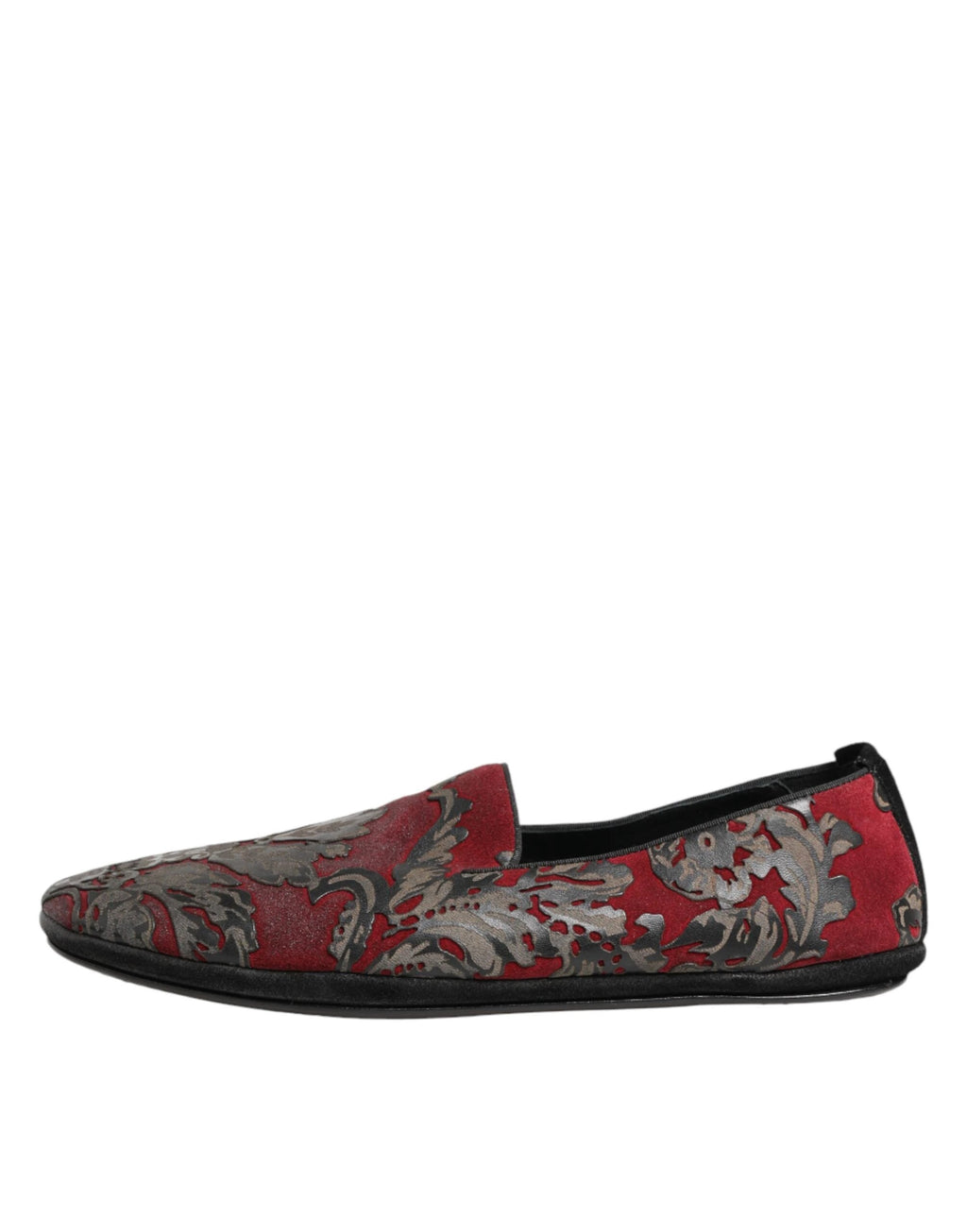 Dolce & Gabbana Bordeaux Jacquard Leather Slip On Loafer Shoes by Dolce & Gabbana